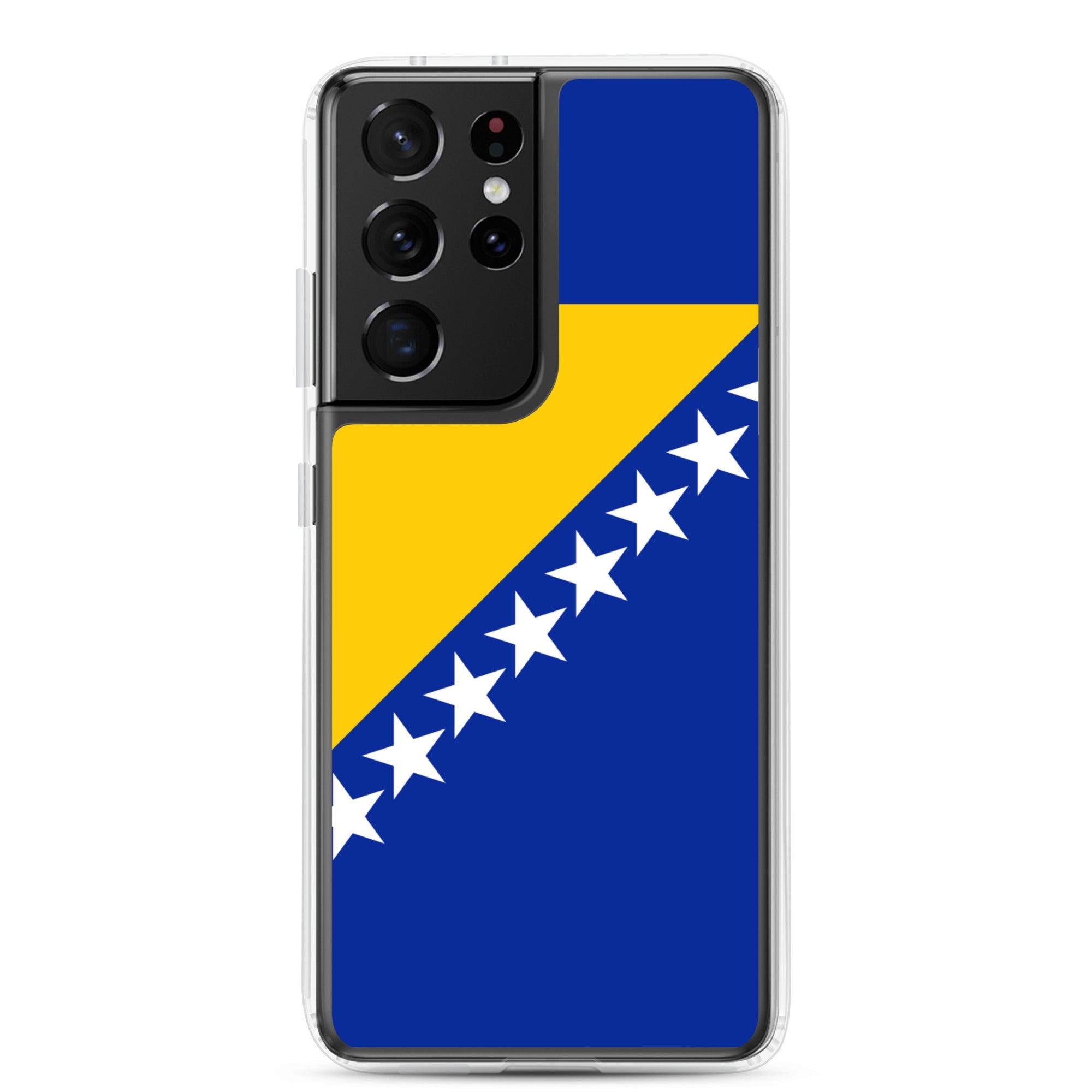 Coque de téléphone avec le drapeau de la Bosnie-Herzégovine, en TPU, offrant une protection et un design élégant.