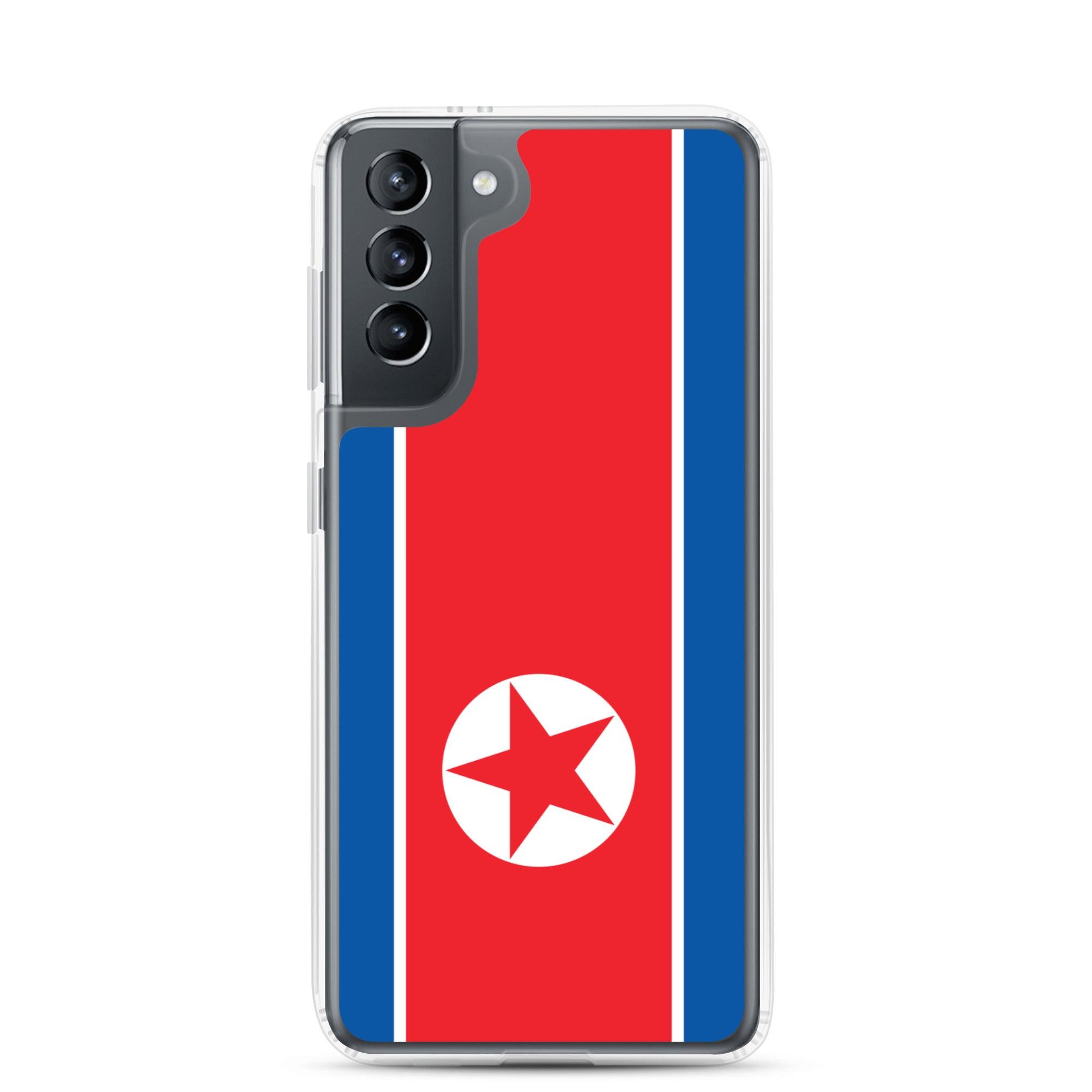 Coque de téléphone avec le drapeau de la Corée du Nord, en TPU flexible, offrant une protection élégante et durable.