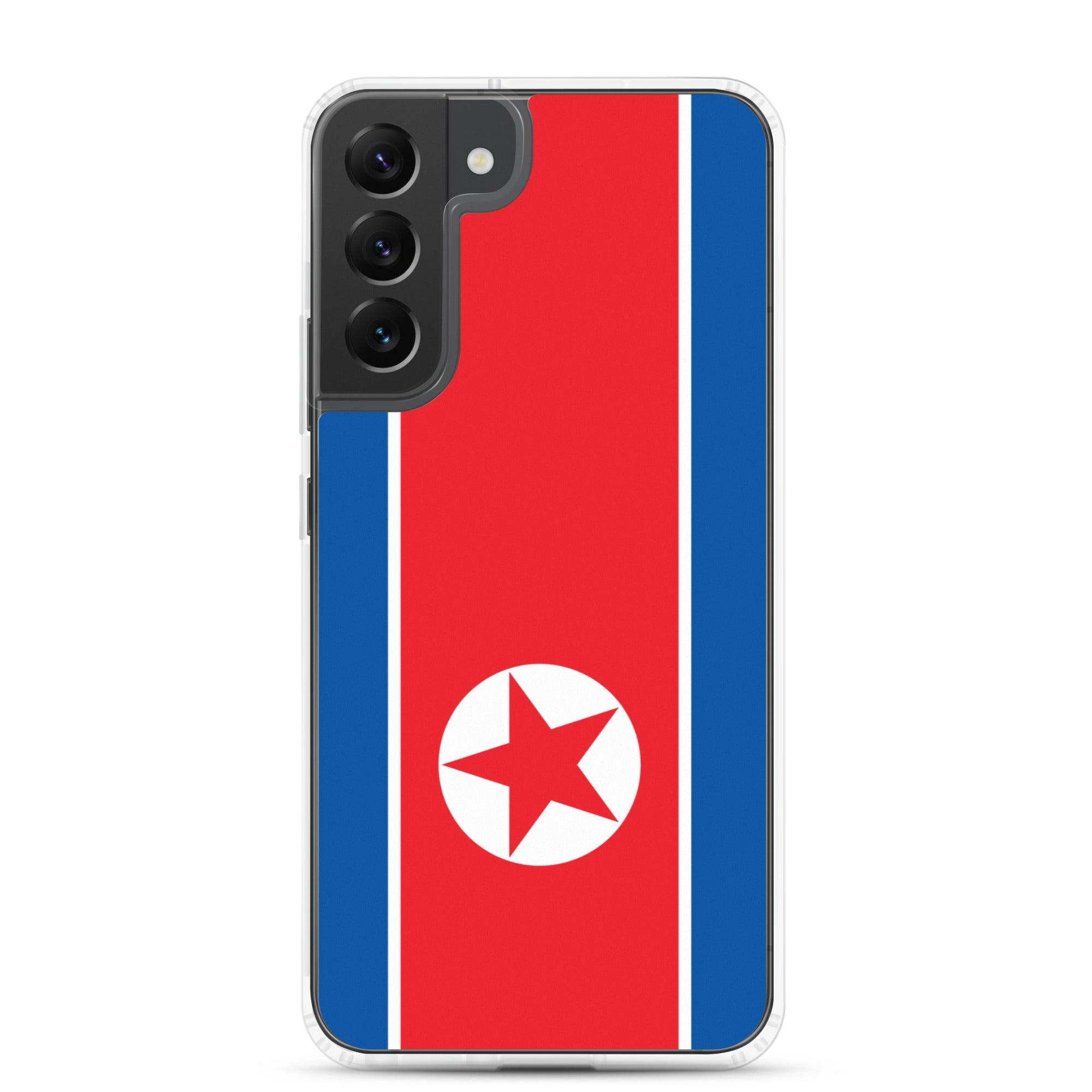 Coque de téléphone avec le drapeau de la Corée du Nord, en TPU flexible, offrant une protection élégante et durable.