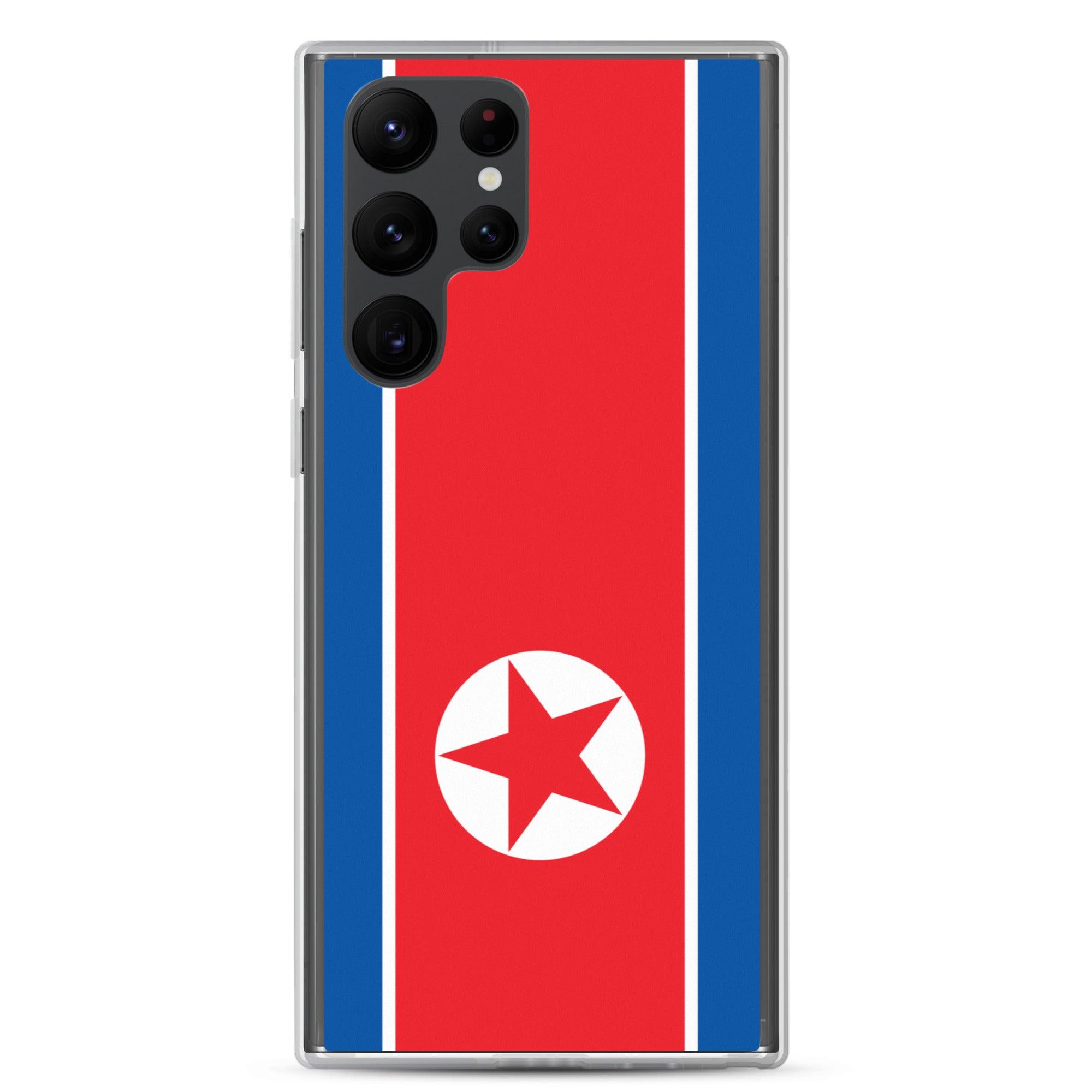 Coque de téléphone avec le drapeau de la Corée du Nord, en TPU flexible, offrant une protection élégante et durable.