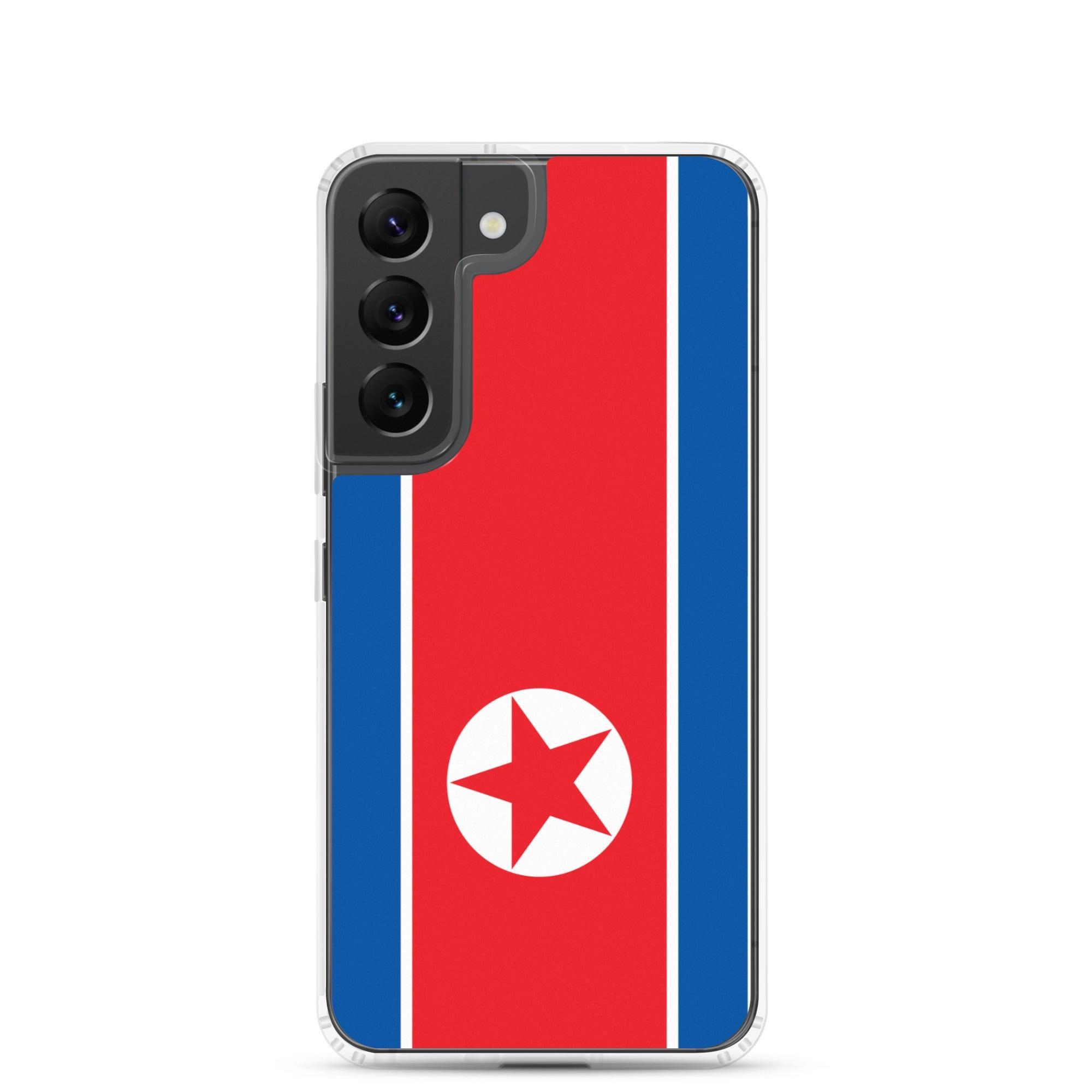 Coque de téléphone avec le drapeau de la Corée du Nord, en TPU flexible, offrant une protection élégante et durable.