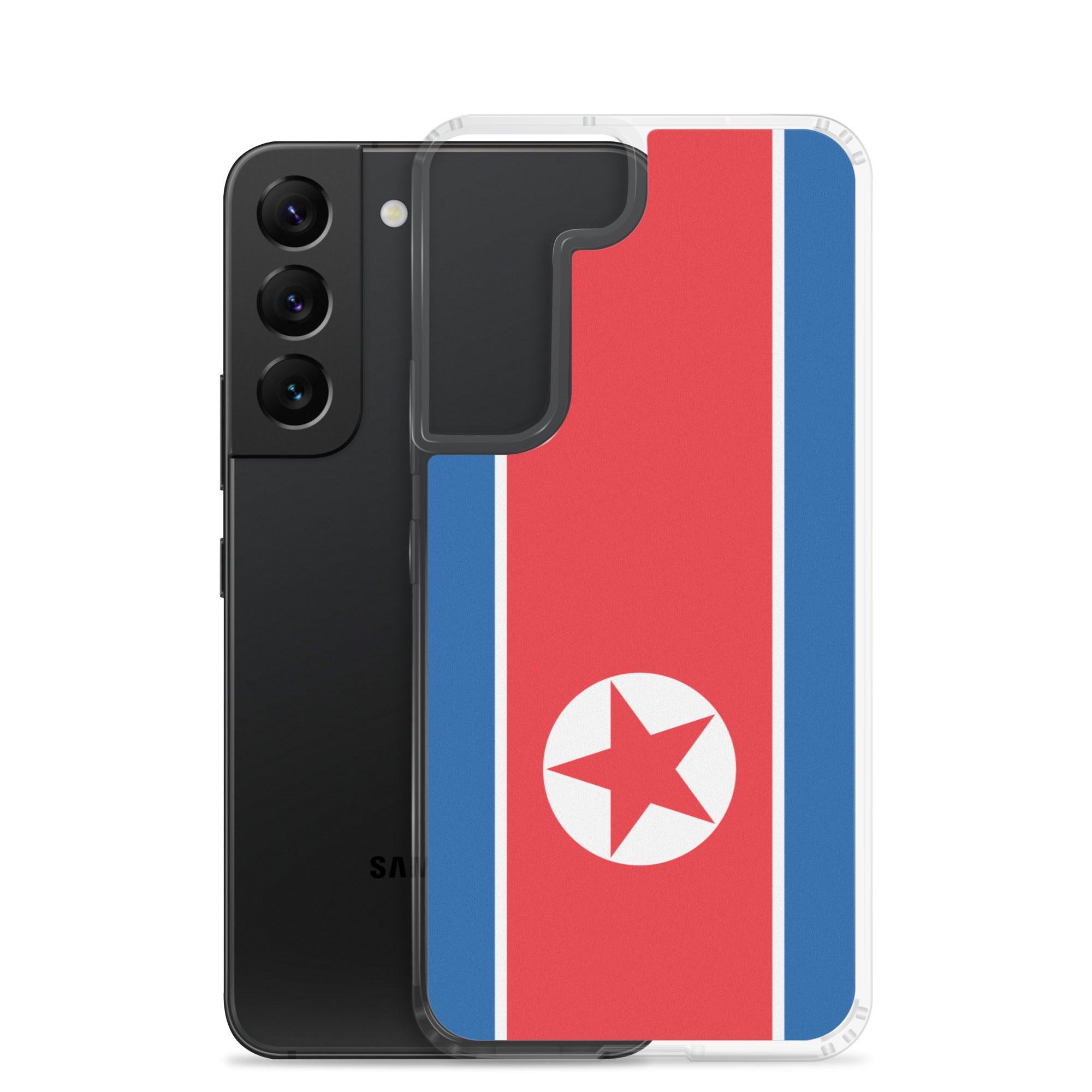 Coque de téléphone avec le drapeau de la Corée du Nord, en TPU flexible, offrant une protection élégante et durable.