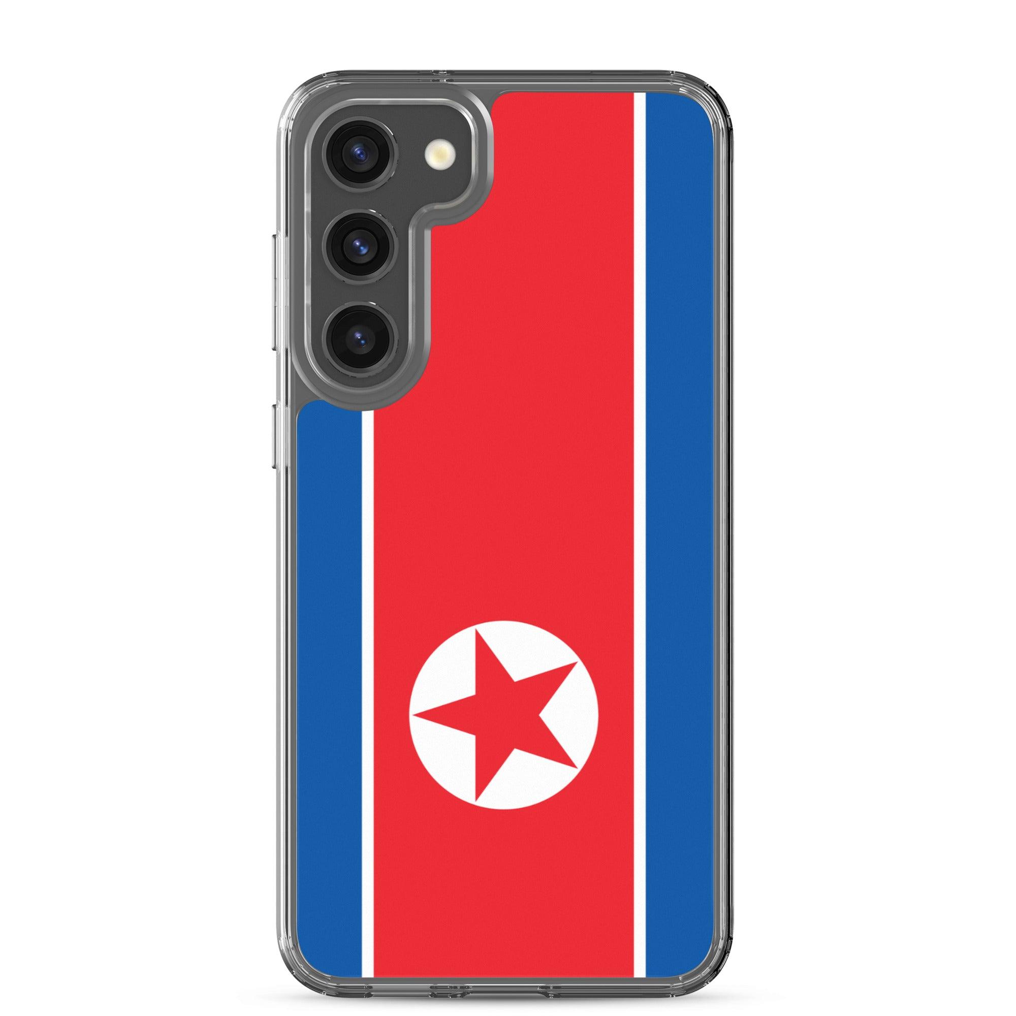 Coque de téléphone avec le drapeau de la Corée du Nord, en TPU flexible, offrant une protection élégante et durable.