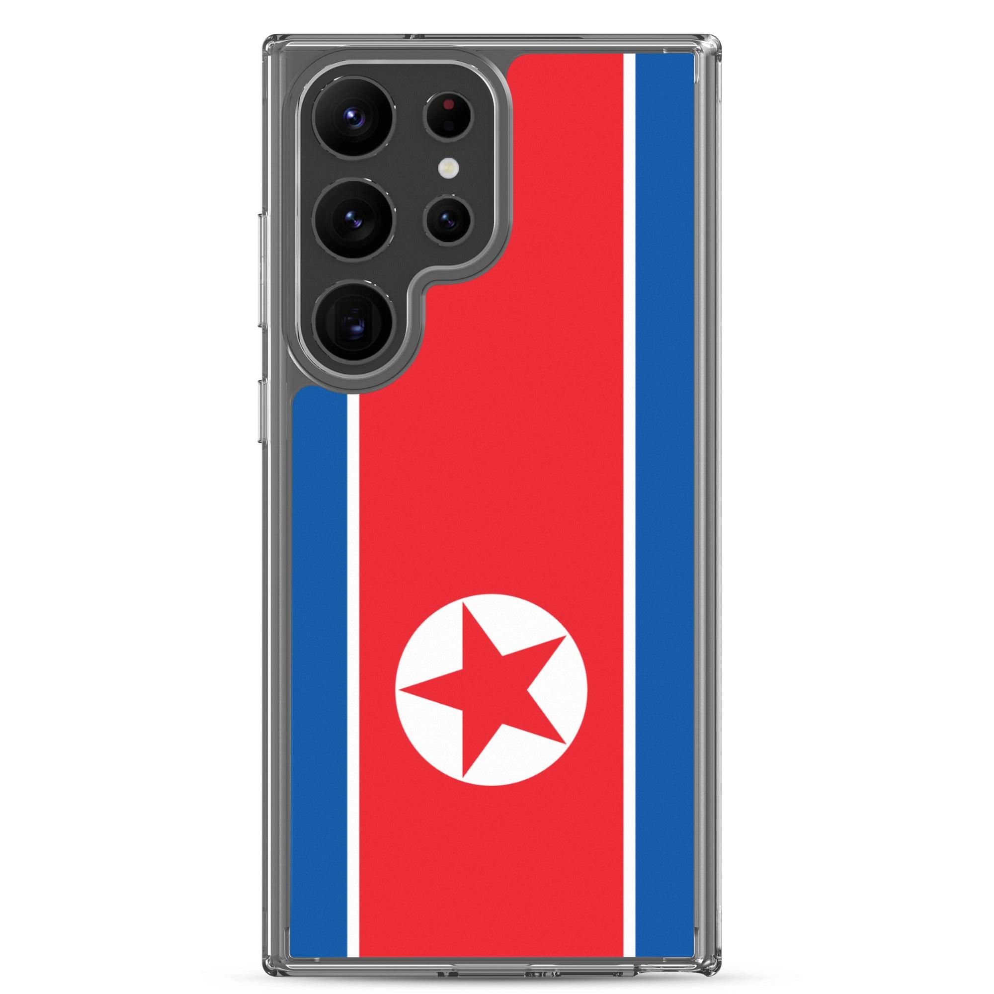 Coque de téléphone avec le drapeau de la Corée du Nord, en TPU flexible, offrant une protection élégante et durable.