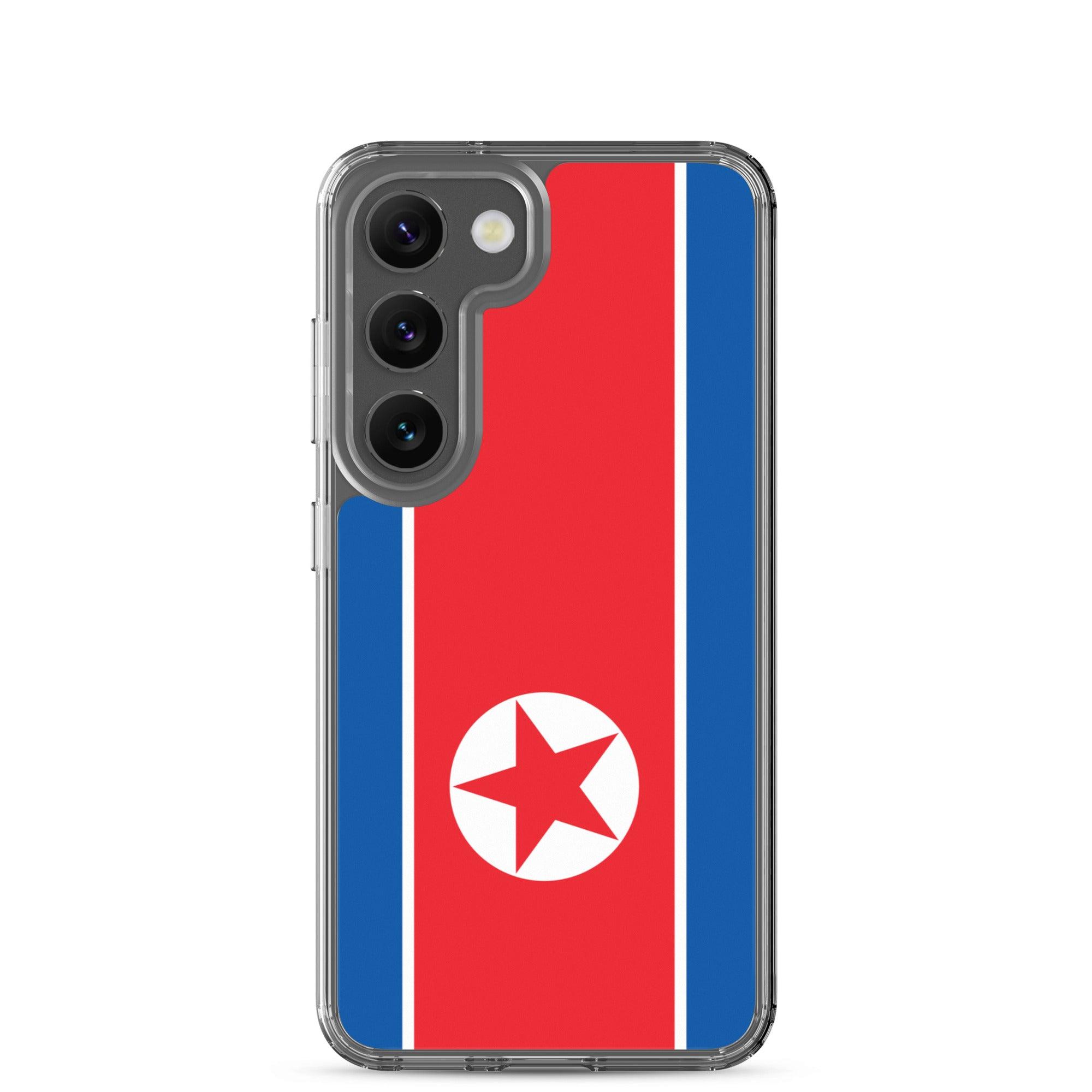 Coque de téléphone avec le drapeau de la Corée du Nord, en TPU flexible, offrant une protection élégante et durable.