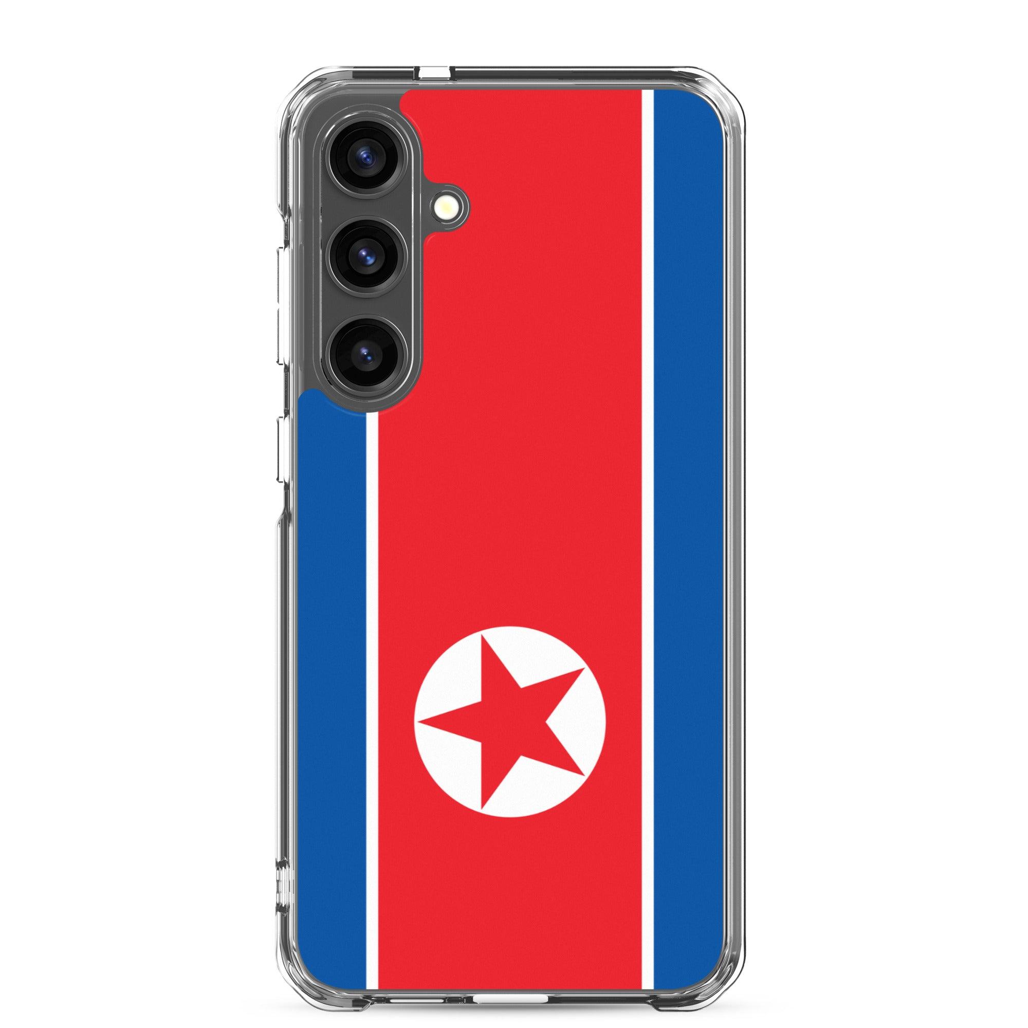 Coque de téléphone avec le drapeau de la Corée du Nord, en TPU flexible, offrant une protection élégante et durable.