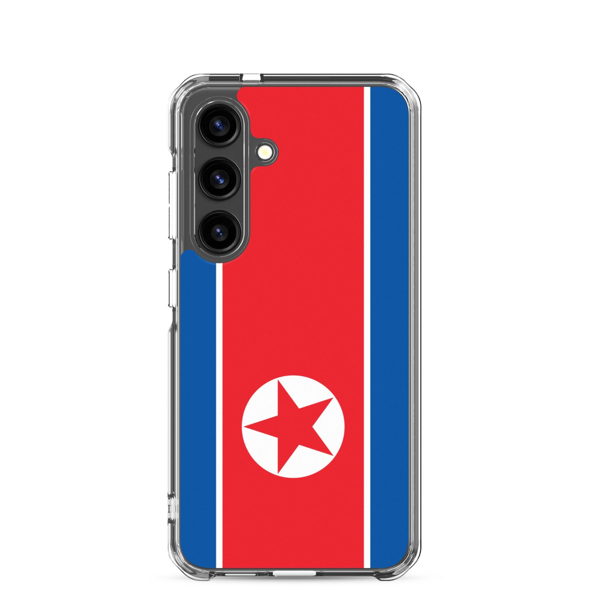 Coque de téléphone avec le drapeau de la Corée du Nord, en TPU flexible, offrant une protection élégante et durable.