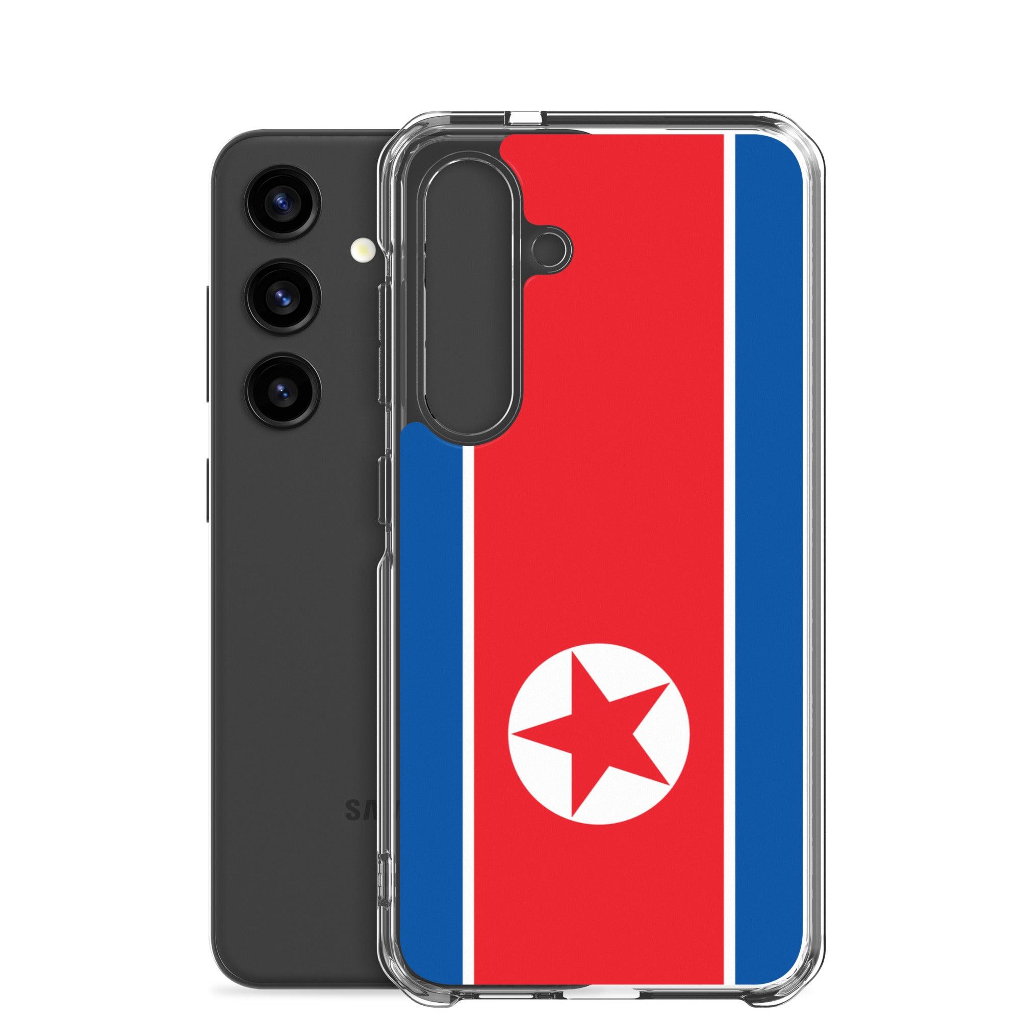 Coque de téléphone avec le drapeau de la Corée du Nord, en TPU flexible, offrant une protection élégante et durable.