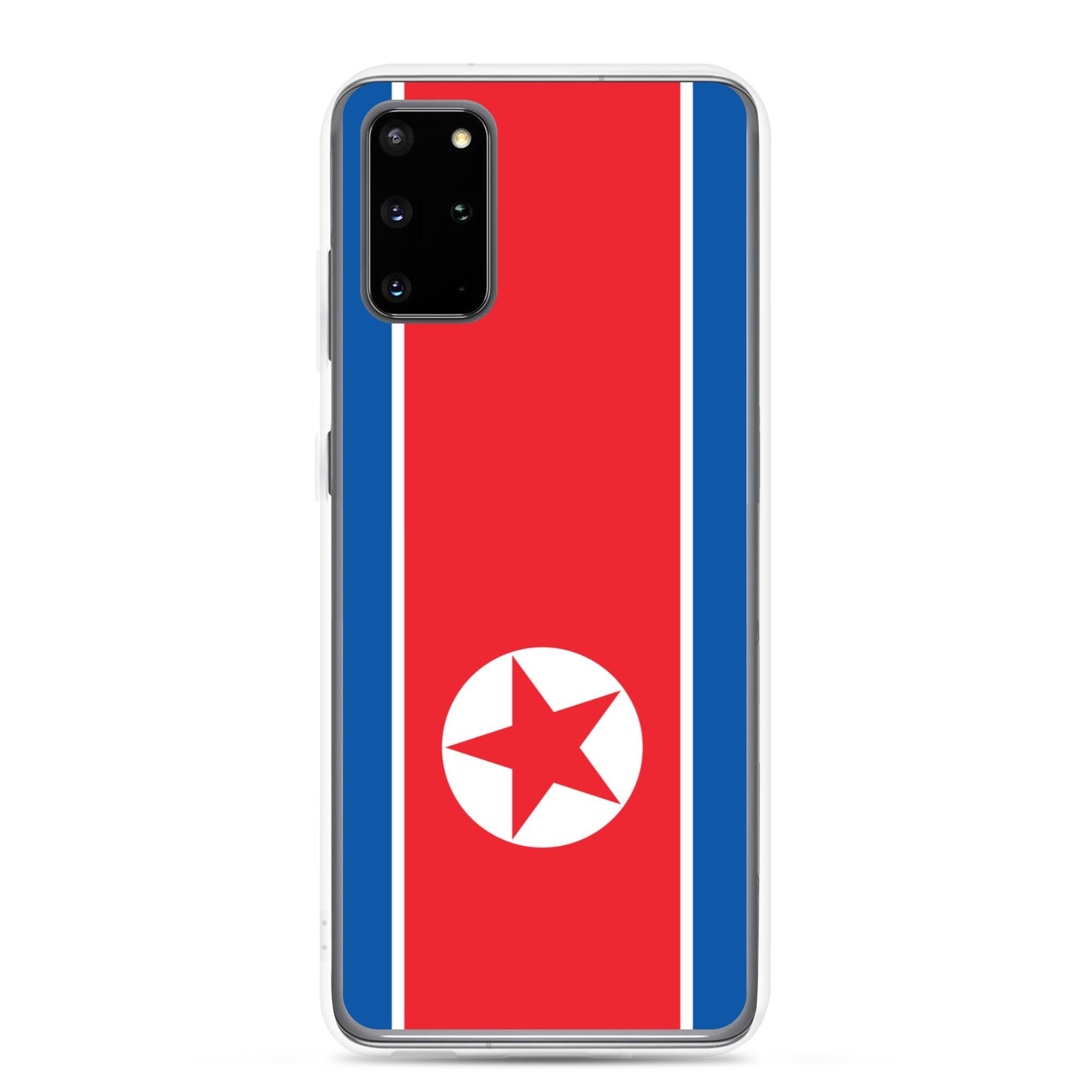 Coque de téléphone avec le drapeau de la Corée du Nord, en TPU flexible, offrant une protection élégante et durable.