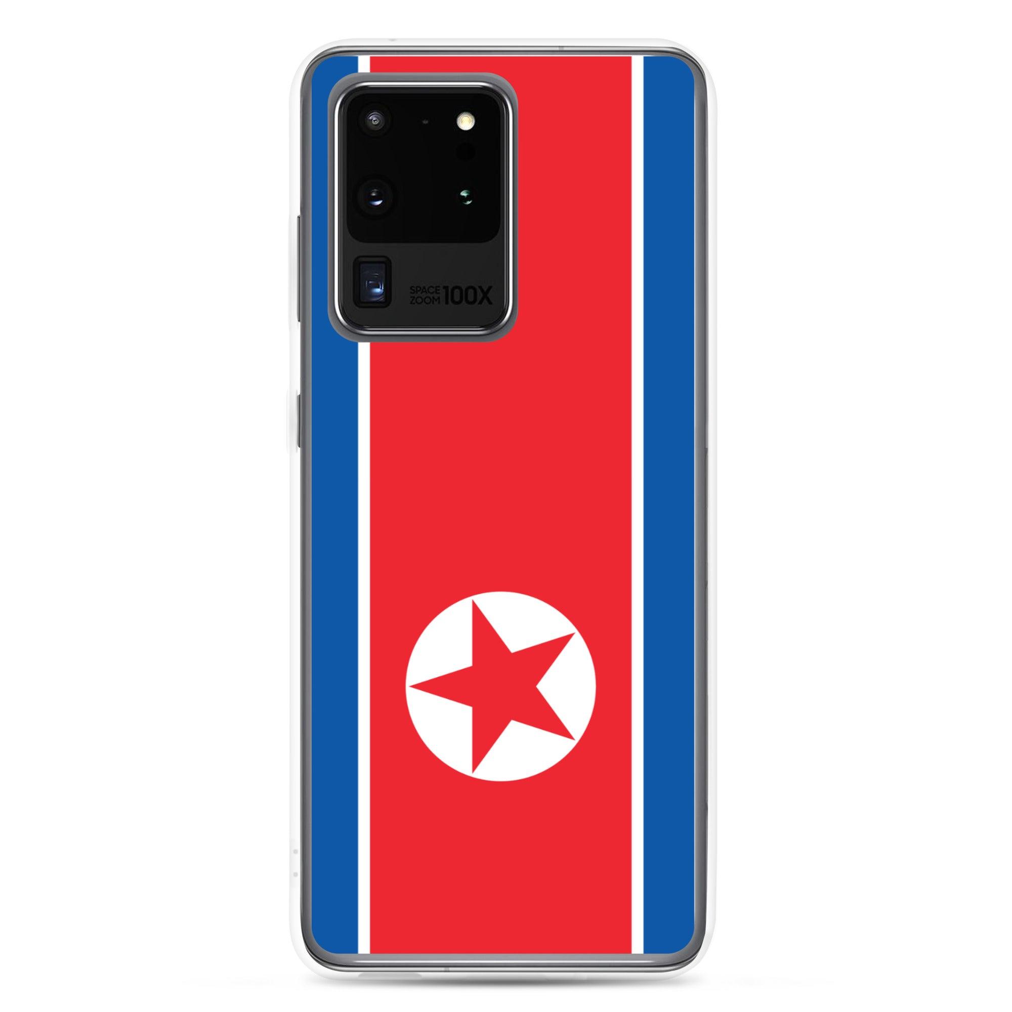 Coque de téléphone avec le drapeau de la Corée du Nord, en TPU flexible, offrant une protection élégante et durable.