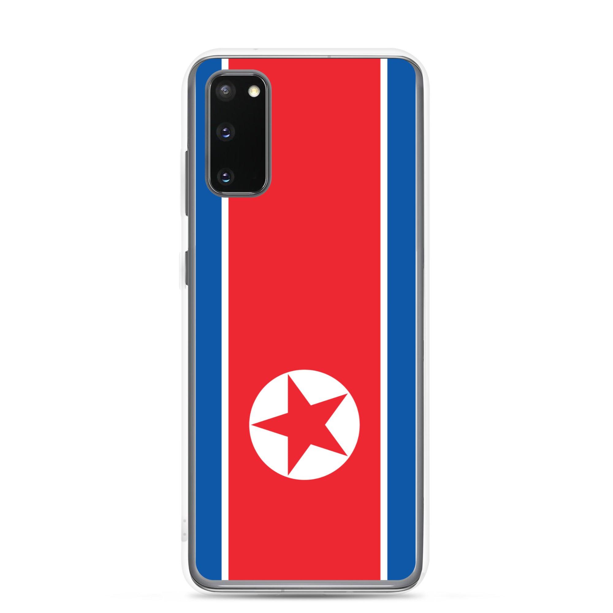 Coque de téléphone avec le drapeau de la Corée du Nord, en TPU flexible, offrant une protection élégante et durable.