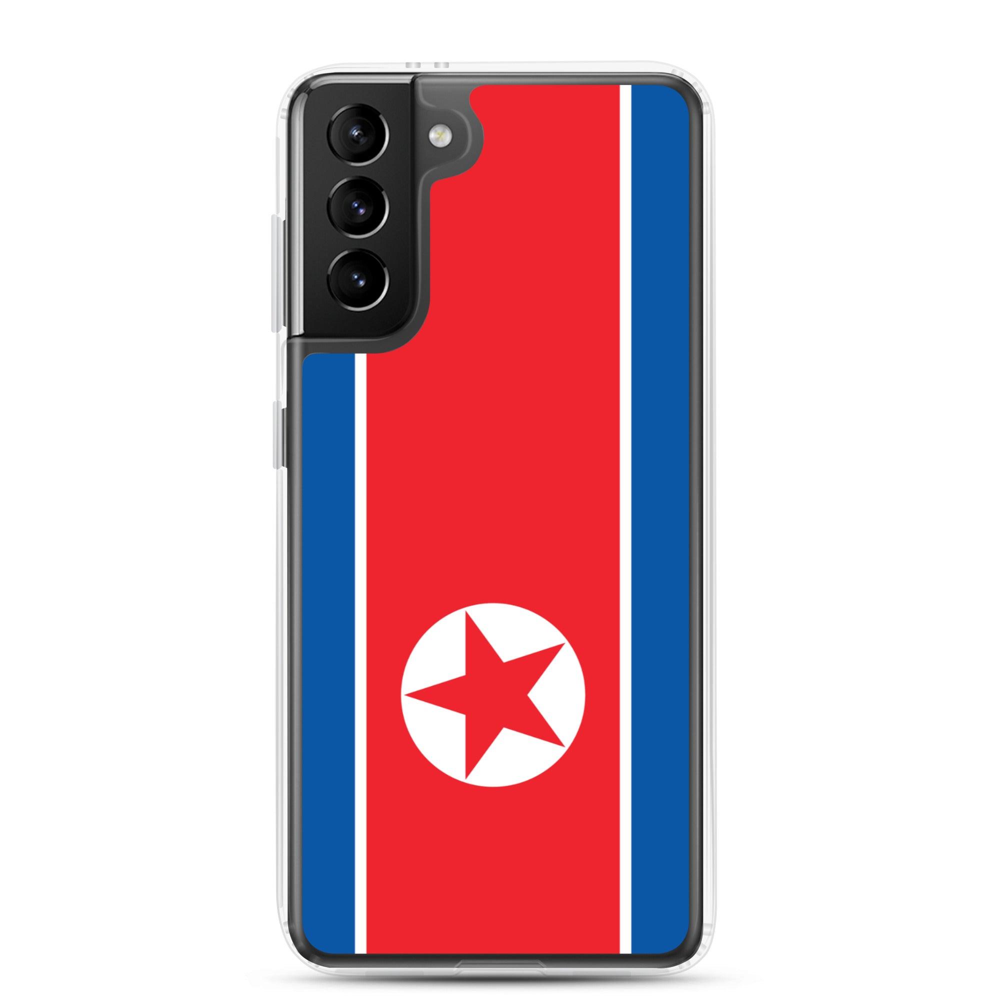 Coque de téléphone avec le drapeau de la Corée du Nord, en TPU flexible, offrant une protection élégante et durable.