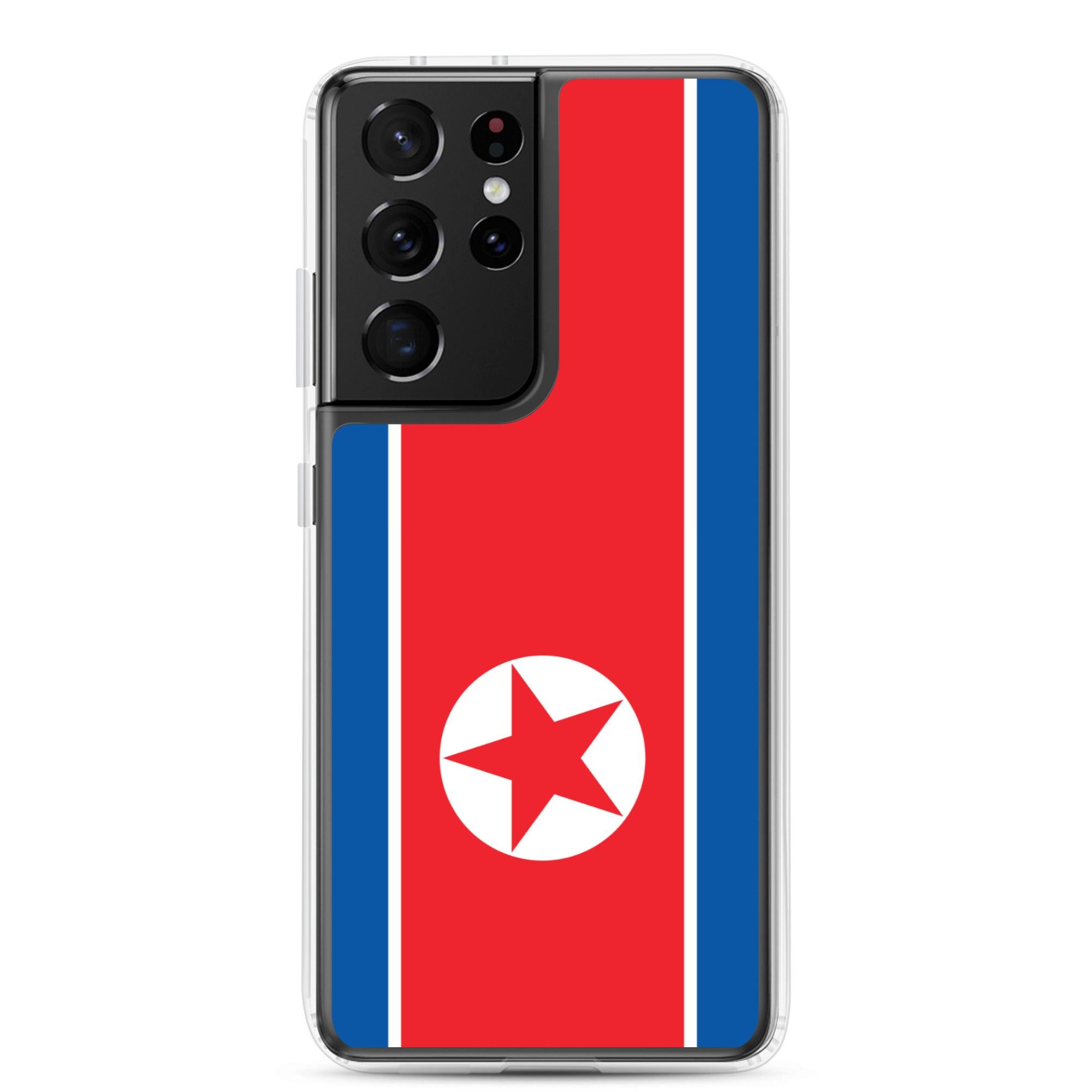 Coque de téléphone avec le drapeau de la Corée du Nord, en TPU flexible, offrant une protection élégante et durable.