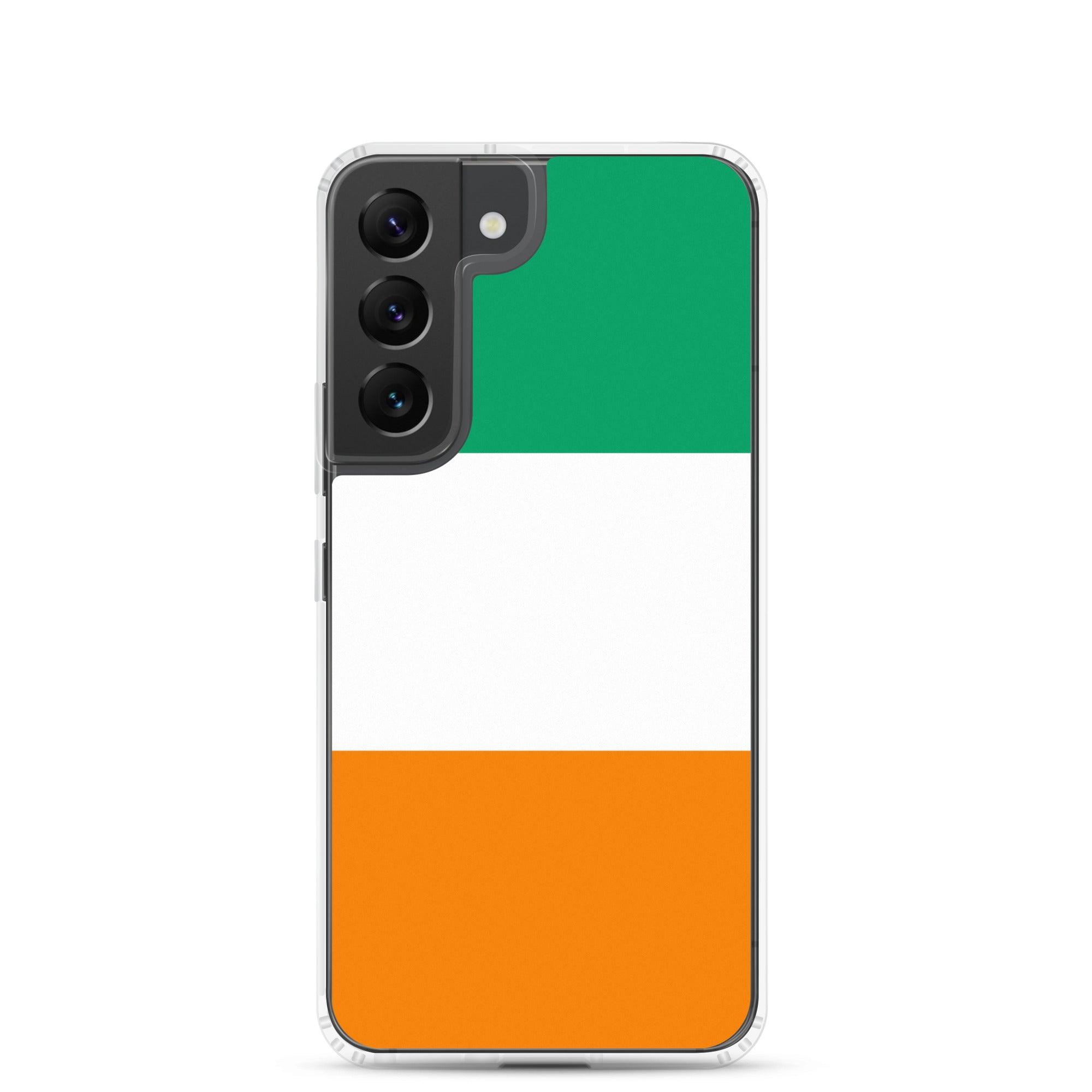 Coque de téléphone avec le drapeau de la Côte d'Ivoire, en TPU flexible et transparent, offrant une protection optimale.