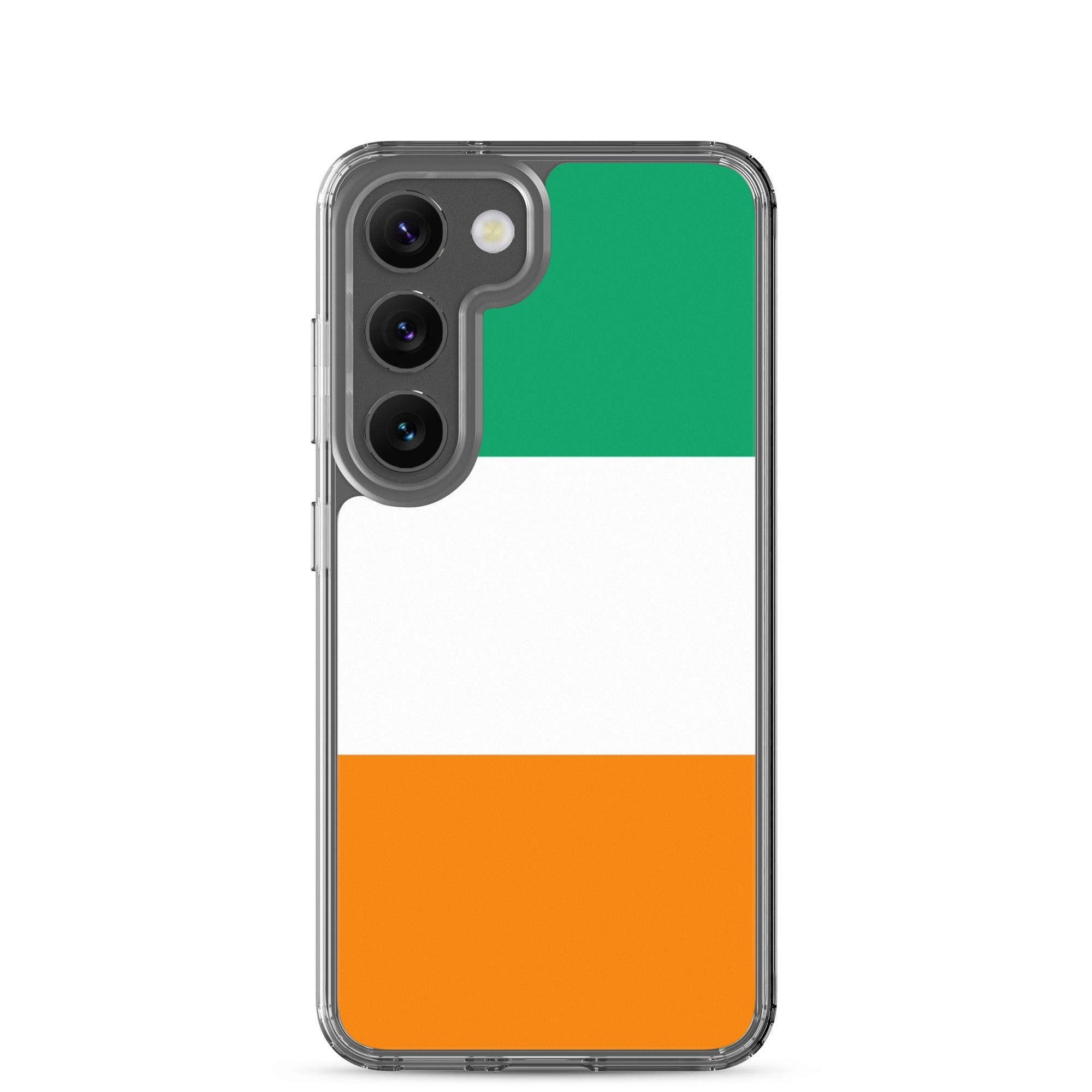 Coque de téléphone avec le drapeau de la Côte d'Ivoire, en TPU flexible et transparent, offrant une protection optimale.