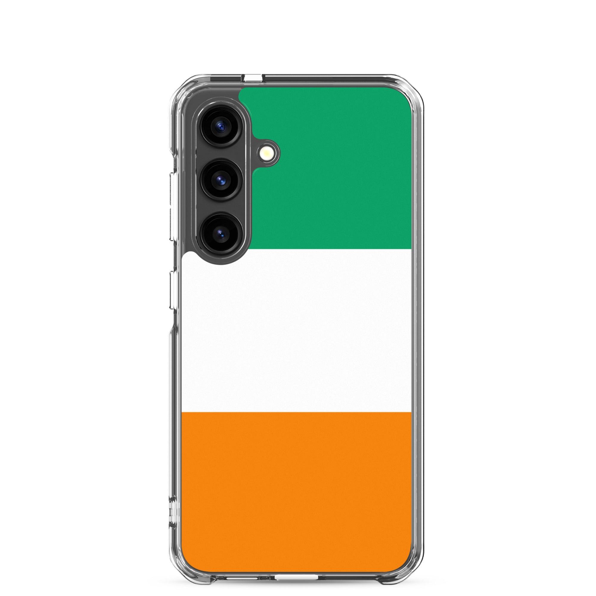 Coque de téléphone avec le drapeau de la Côte d'Ivoire, en TPU flexible et transparent, offrant une protection optimale.