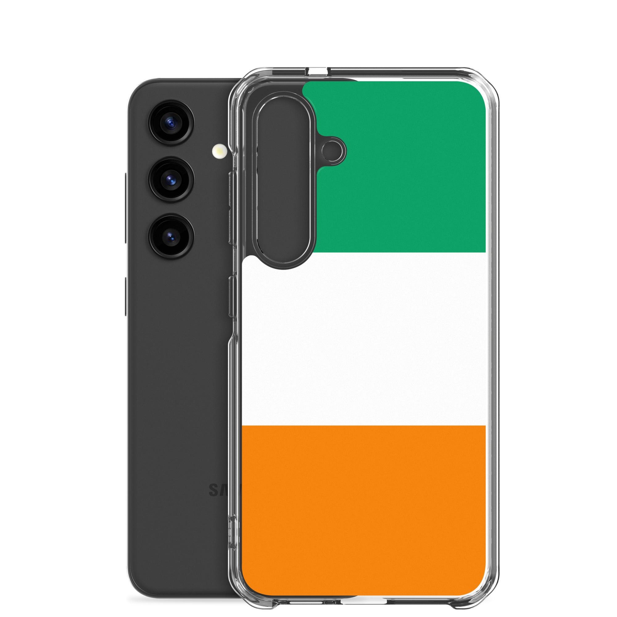 Coque de téléphone avec le drapeau de la Côte d'Ivoire, en TPU flexible et transparent, offrant une protection optimale.