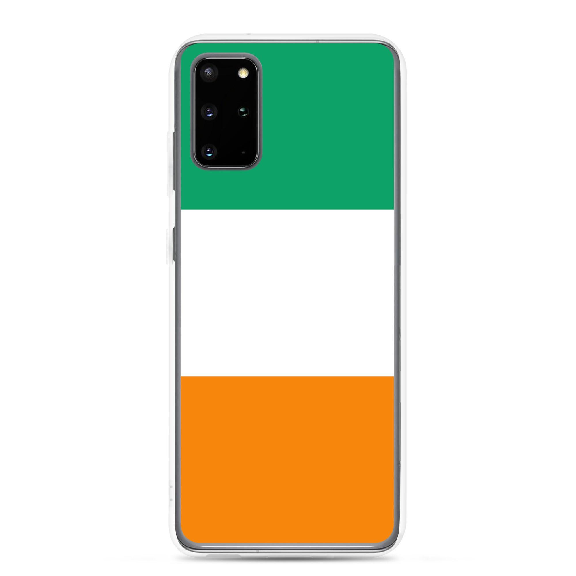 Coque de téléphone avec le drapeau de la Côte d'Ivoire, en TPU flexible et transparent, offrant une protection optimale.