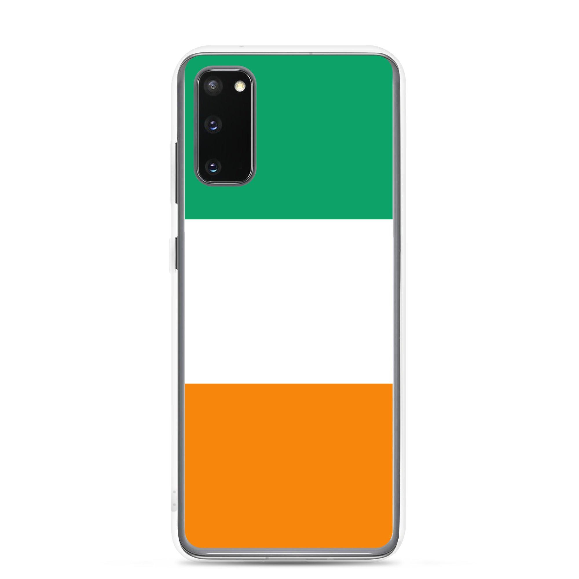 Coque de téléphone avec le drapeau de la Côte d'Ivoire, en TPU flexible et transparent, offrant une protection optimale.