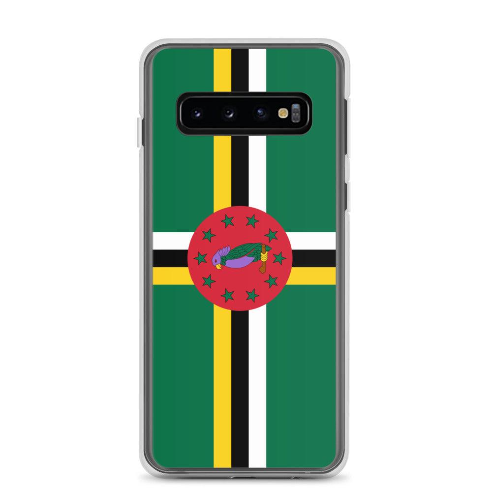 Coque de téléphone avec le drapeau de la Dominique, en TPU flexible, offrant une protection élégante et durable.