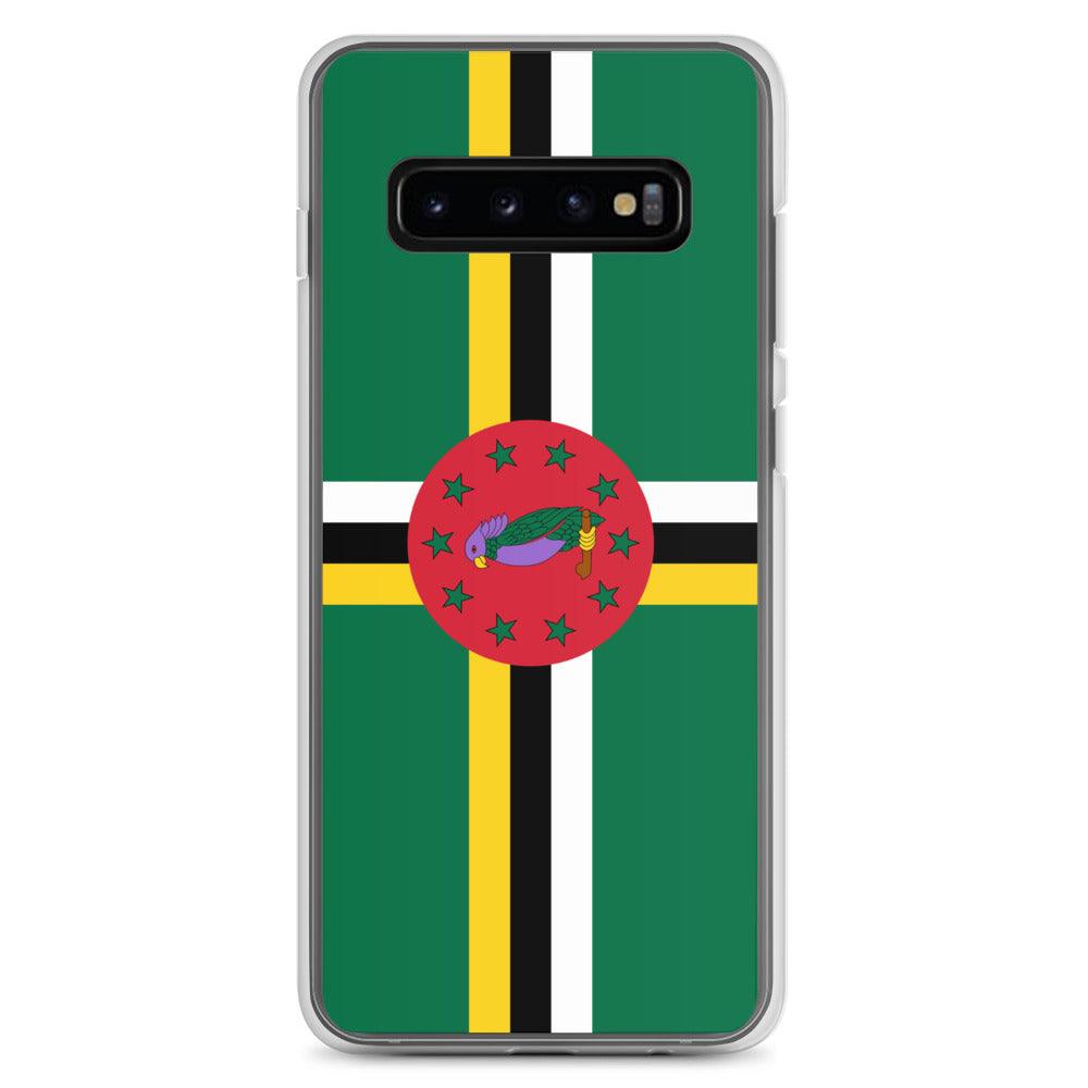 Coque de téléphone avec le drapeau de la Dominique, en TPU flexible, offrant une protection élégante et durable.