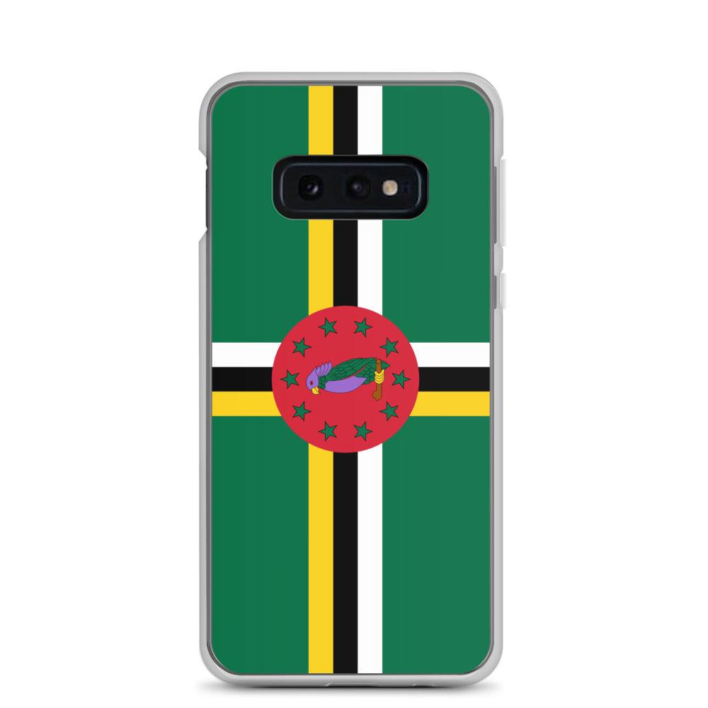 Coque de téléphone avec le drapeau de la Dominique, en TPU flexible, offrant une protection élégante et durable.