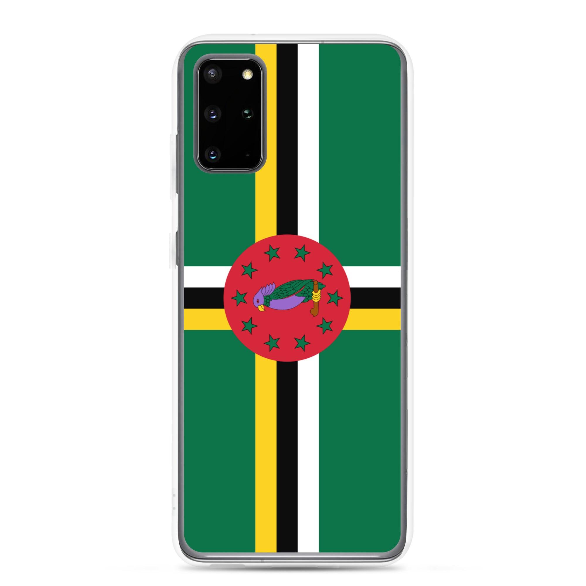 Coque de téléphone avec le drapeau de la Dominique, en TPU flexible, offrant une protection élégante et durable.