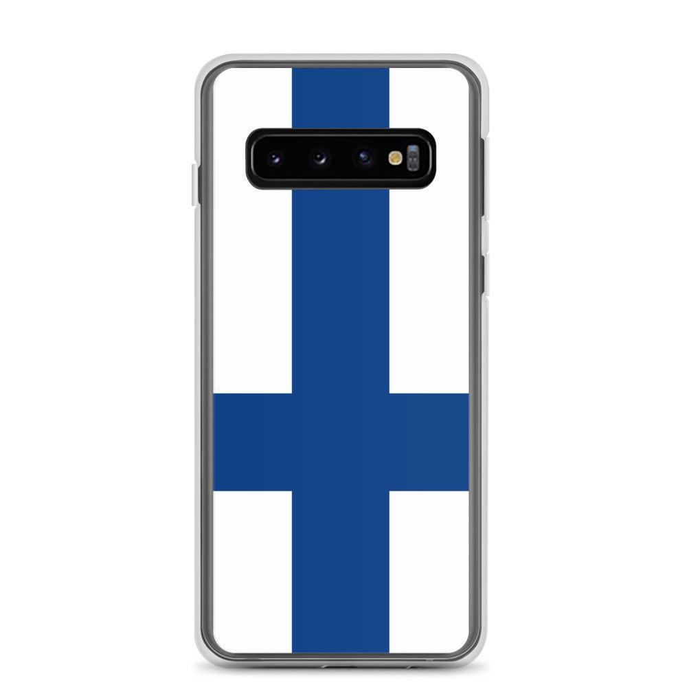 Coque de téléphone avec le drapeau de la Finlande, en TPU flexible, offrant une protection élégante et durable.