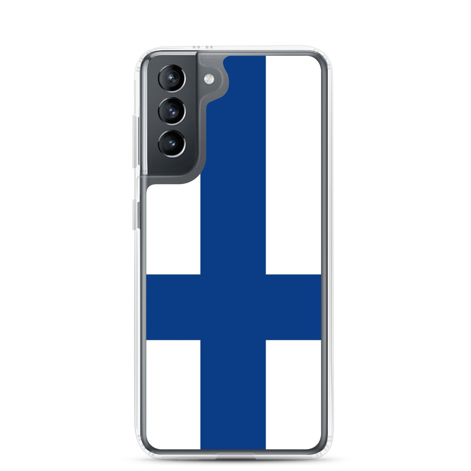 Coque de téléphone avec le drapeau de la Finlande, en TPU flexible, offrant une protection élégante et durable.