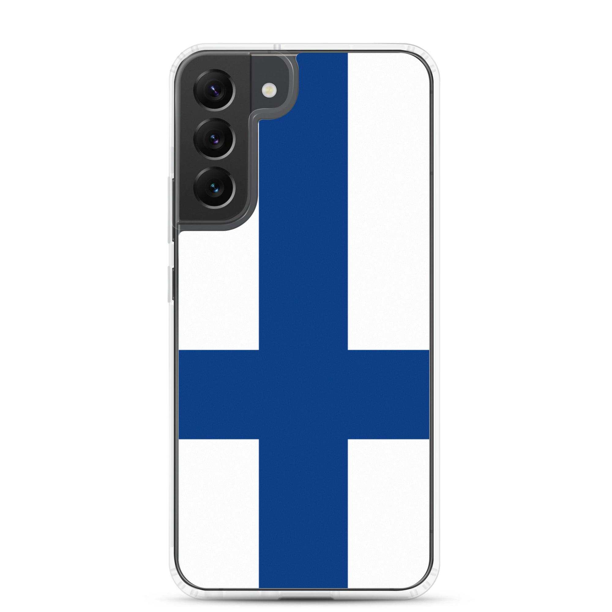 Coque de téléphone avec le drapeau de la Finlande, en TPU flexible, offrant une protection élégante et durable.