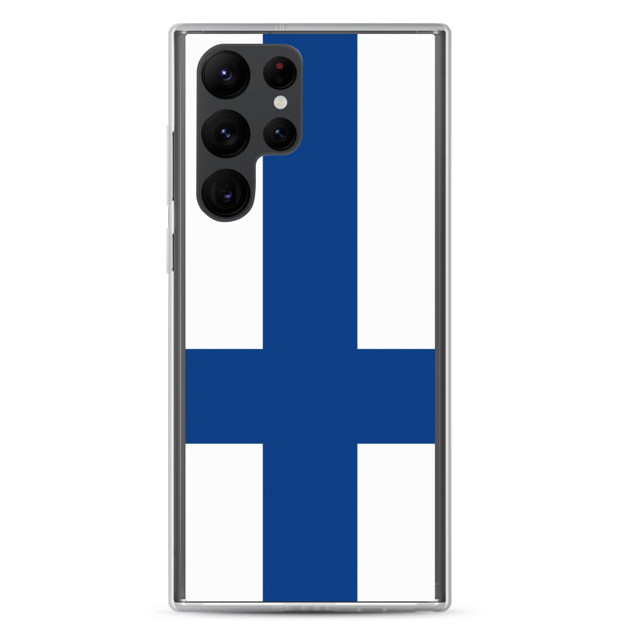 Coque de téléphone avec le drapeau de la Finlande, en TPU flexible, offrant une protection élégante et durable.