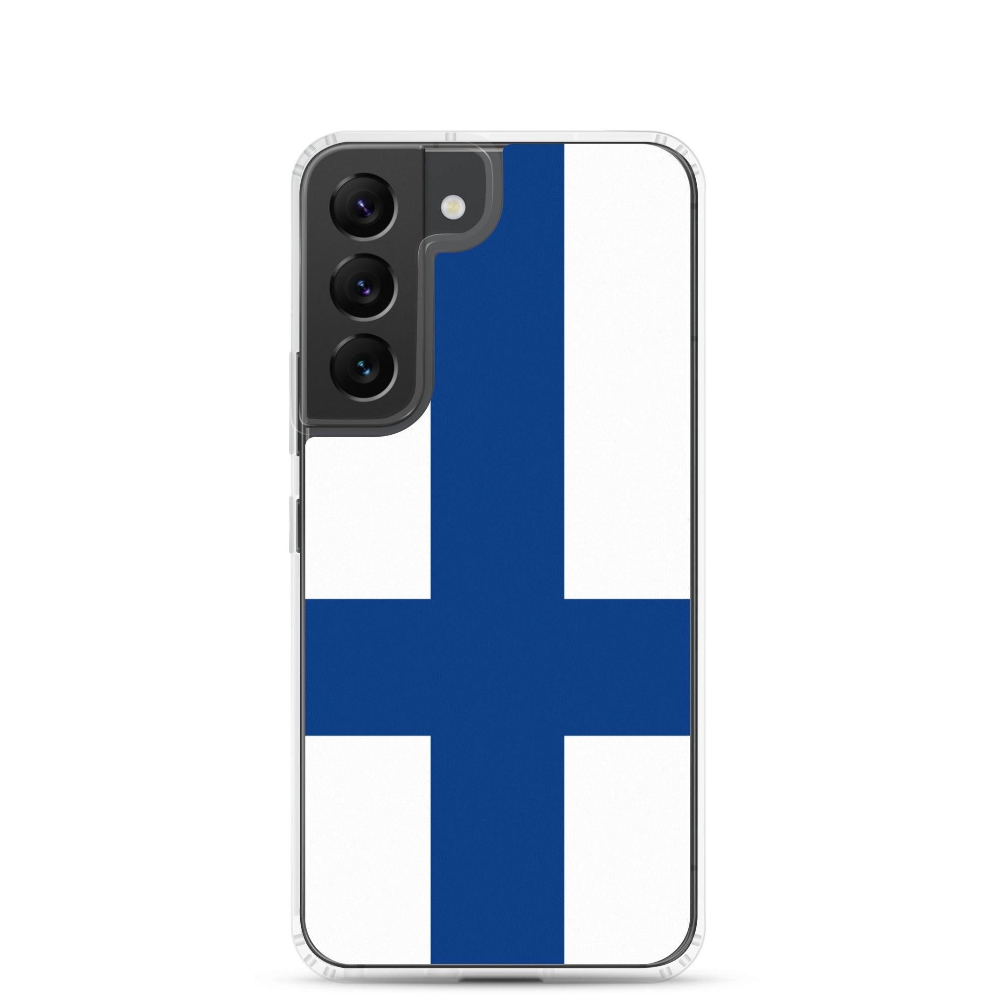 Coque de téléphone avec le drapeau de la Finlande, en TPU flexible, offrant une protection élégante et durable.