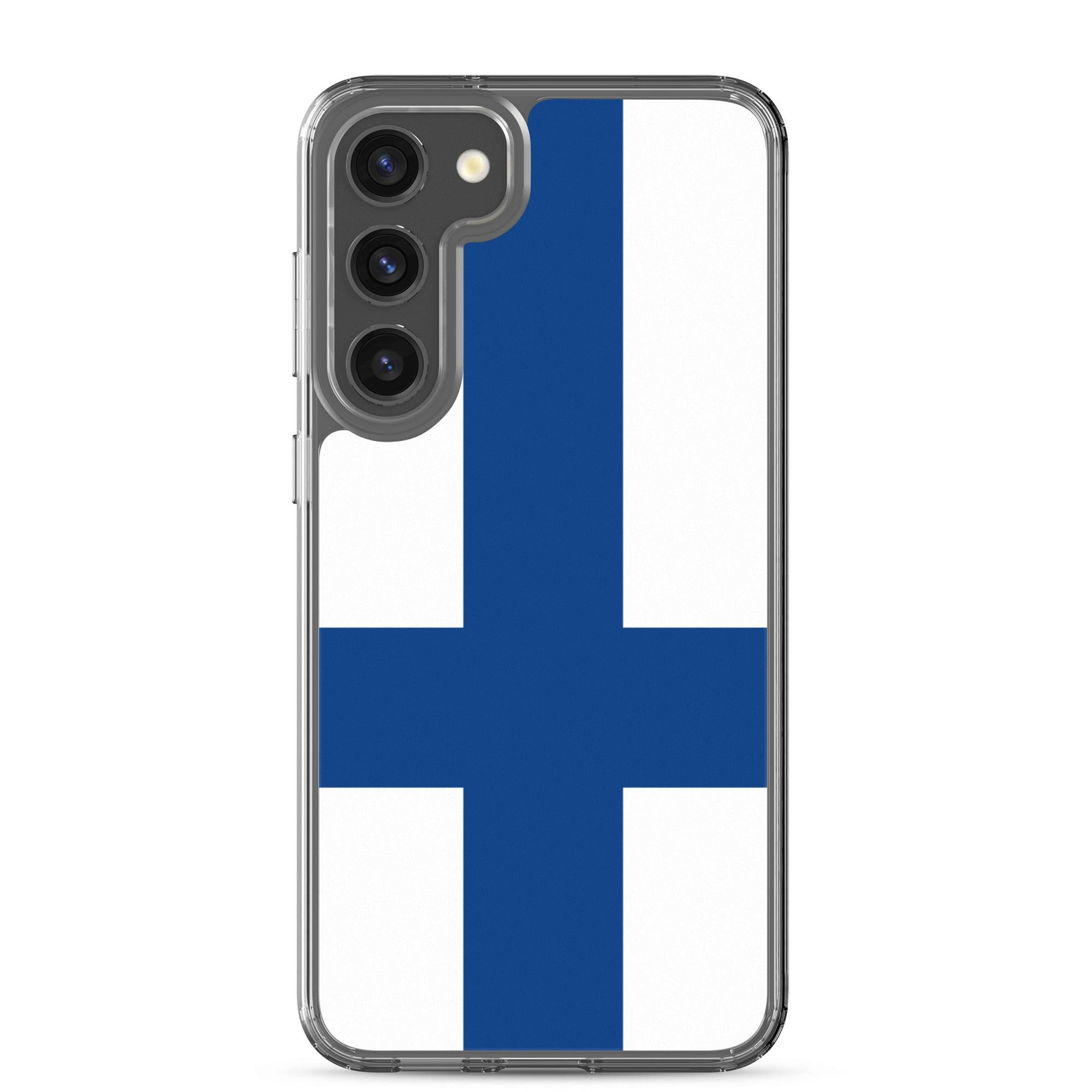 Coque de téléphone avec le drapeau de la Finlande, en TPU flexible, offrant une protection élégante et durable.