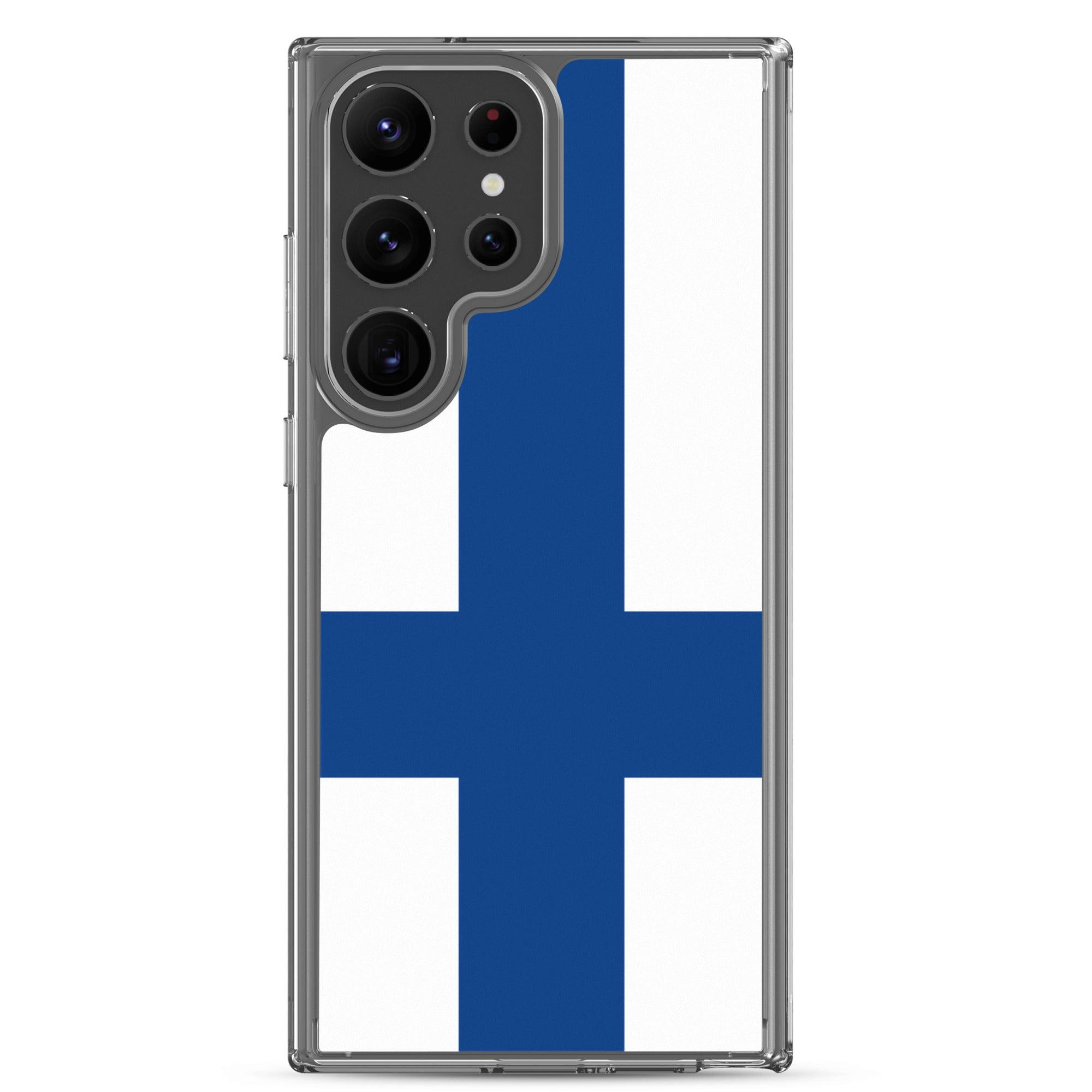 Coque de téléphone avec le drapeau de la Finlande, en TPU flexible, offrant une protection élégante et durable.