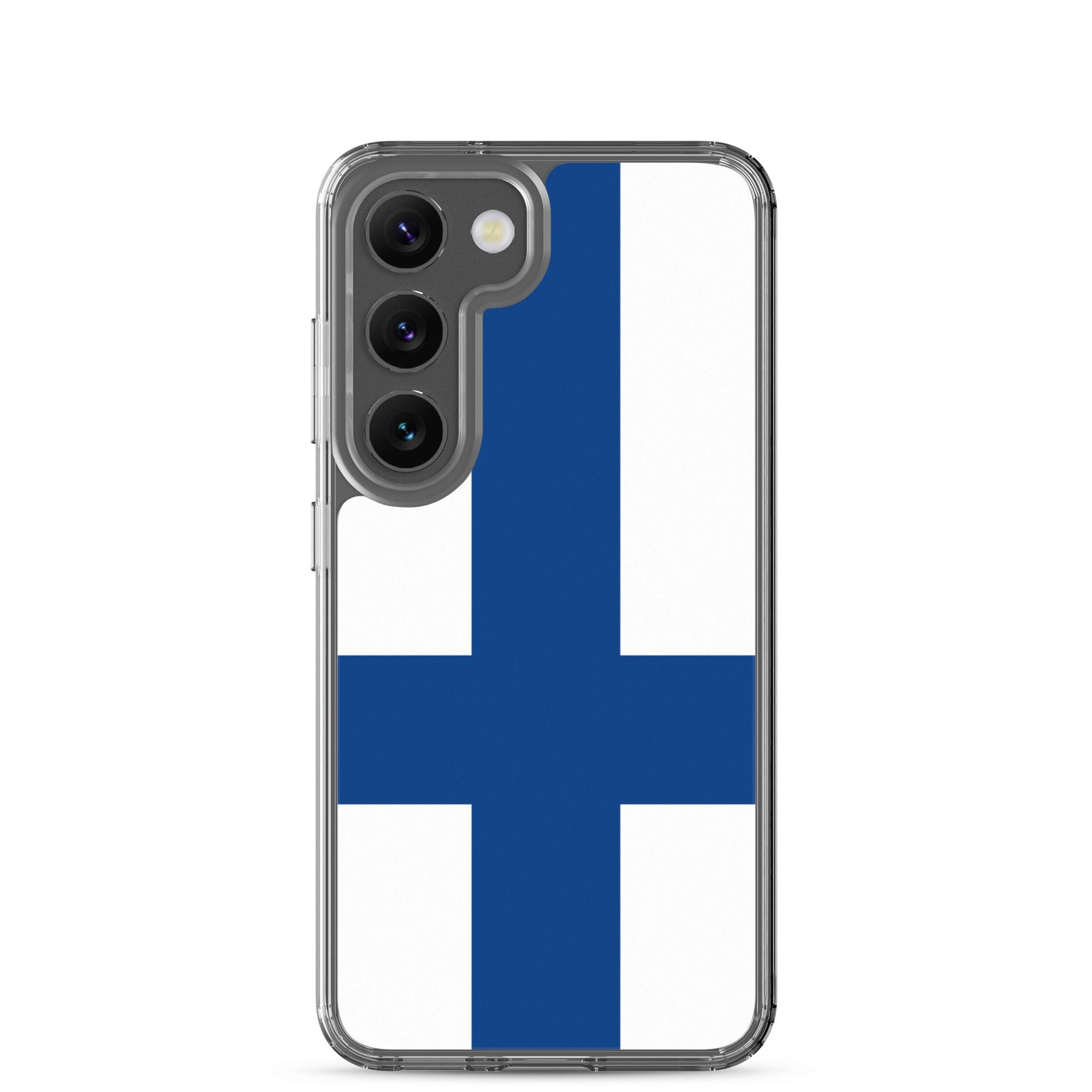 Coque de téléphone avec le drapeau de la Finlande, en TPU flexible, offrant une protection élégante et durable.