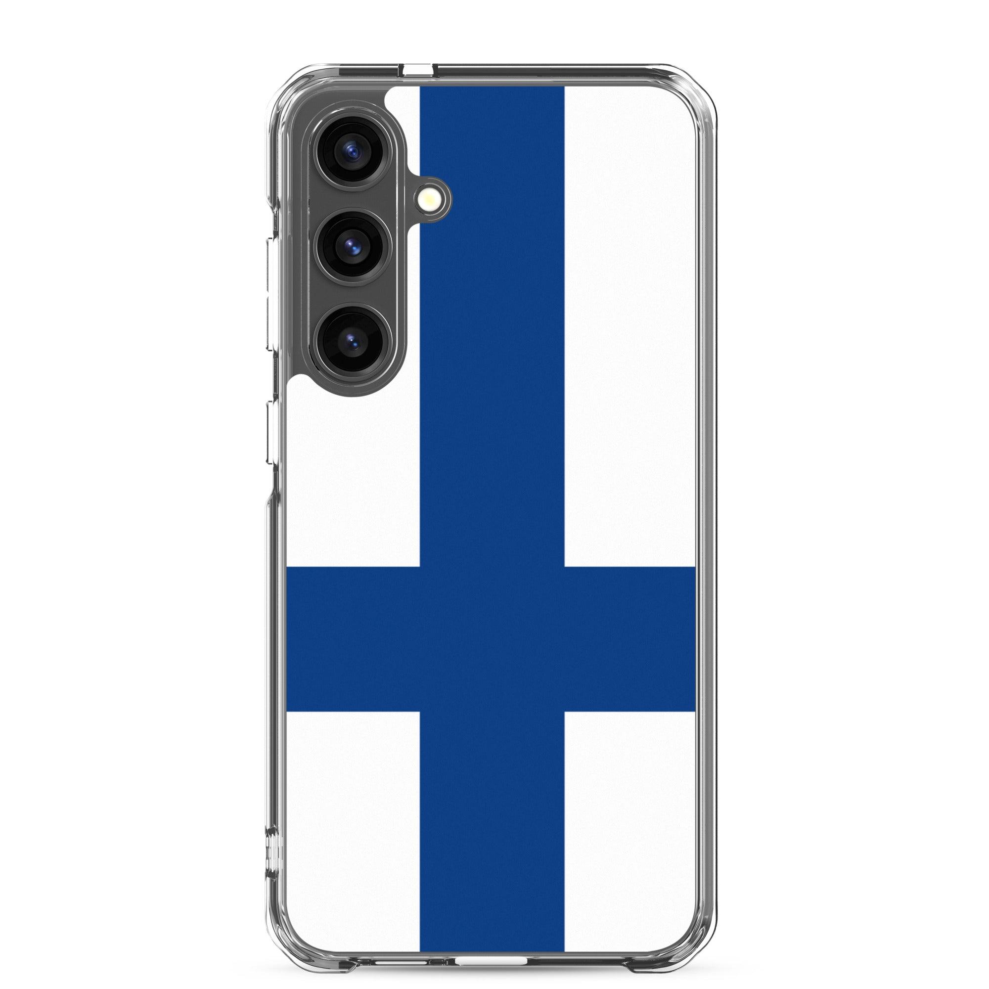 Coque de téléphone avec le drapeau de la Finlande, en TPU flexible, offrant une protection élégante et durable.