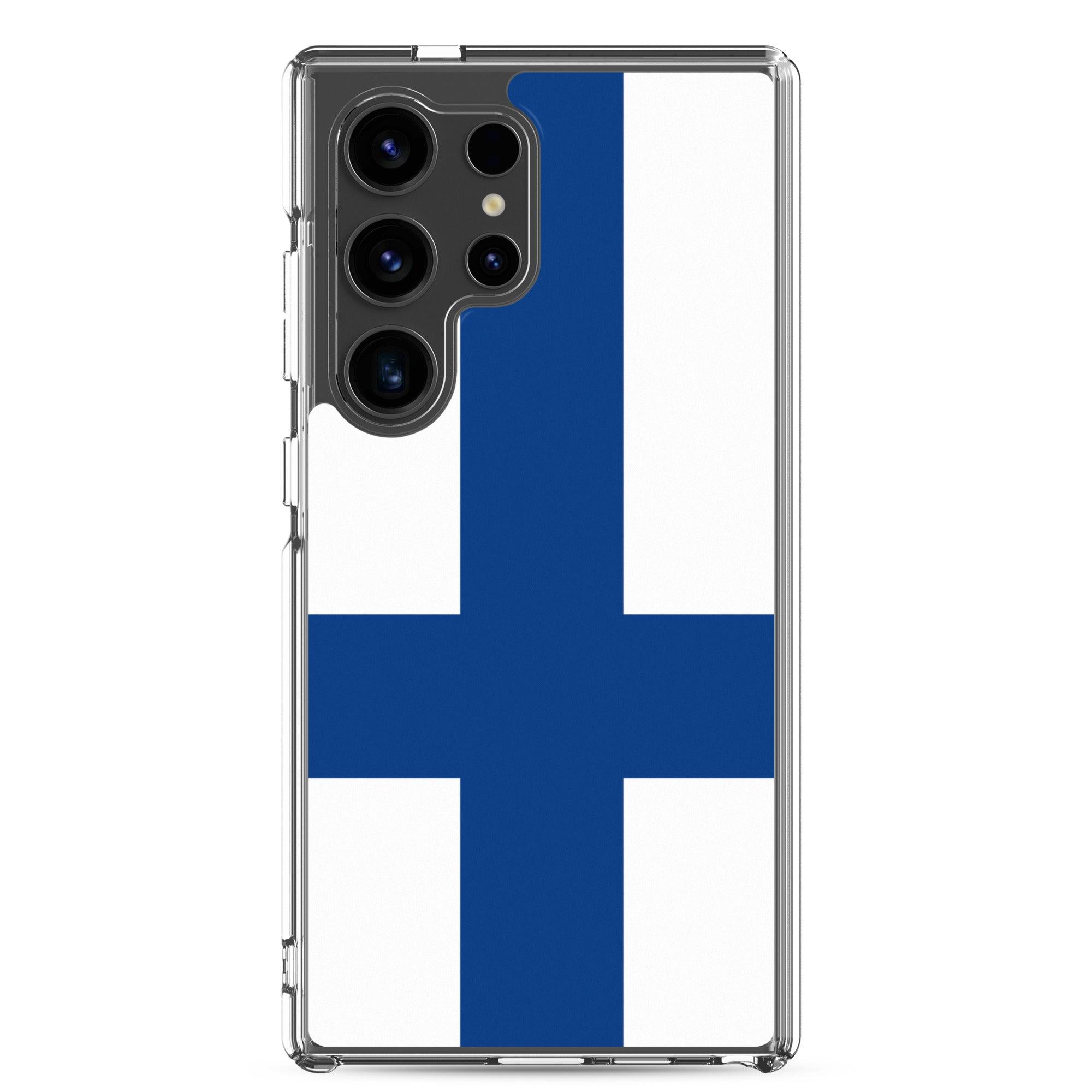 Coque de téléphone avec le drapeau de la Finlande, en TPU flexible, offrant une protection élégante et durable.