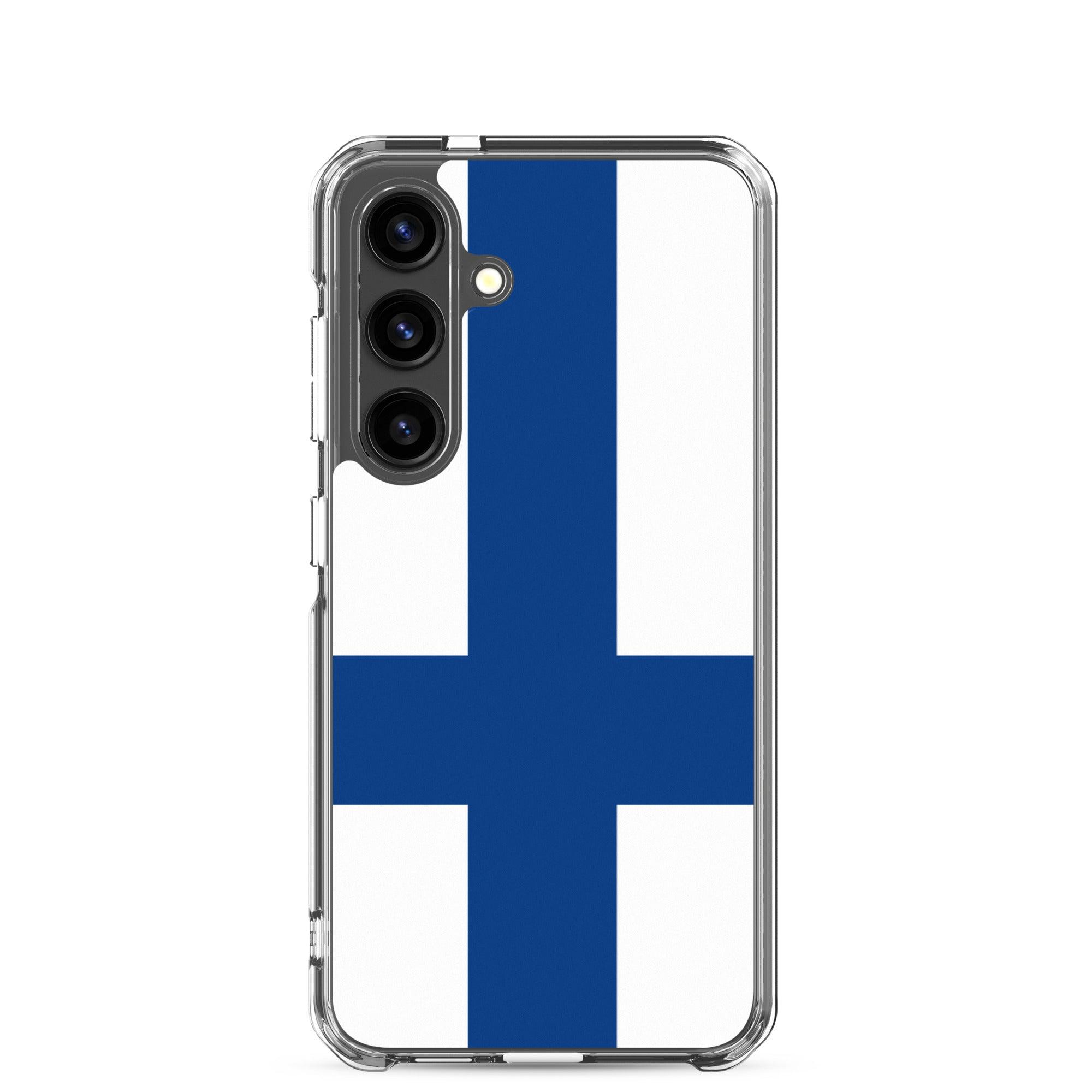 Coque de téléphone avec le drapeau de la Finlande, en TPU flexible, offrant une protection élégante et durable.