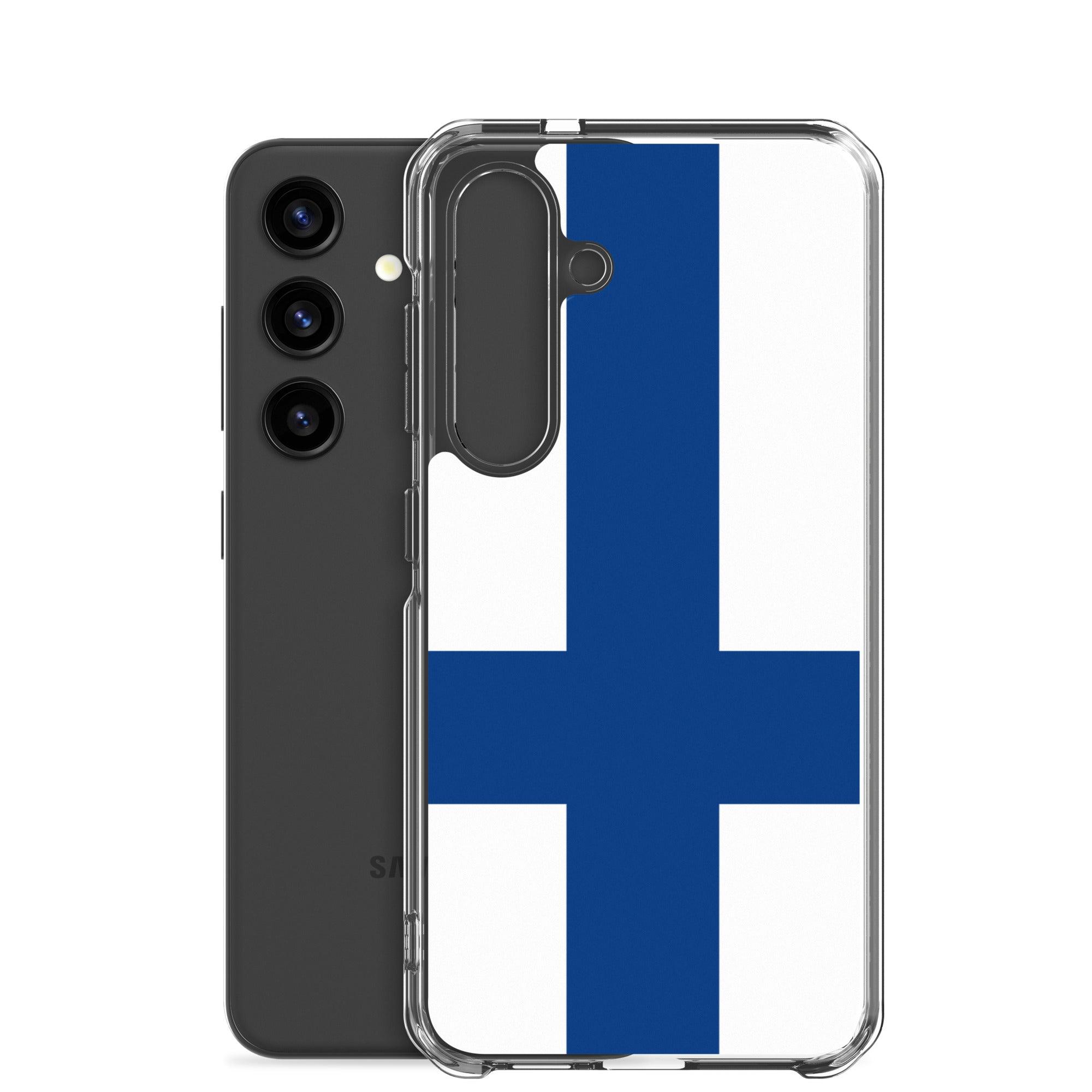 Coque de téléphone avec le drapeau de la Finlande, en TPU flexible, offrant une protection élégante et durable.