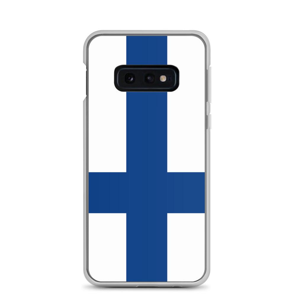 Coque de téléphone avec le drapeau de la Finlande, en TPU flexible, offrant une protection élégante et durable.