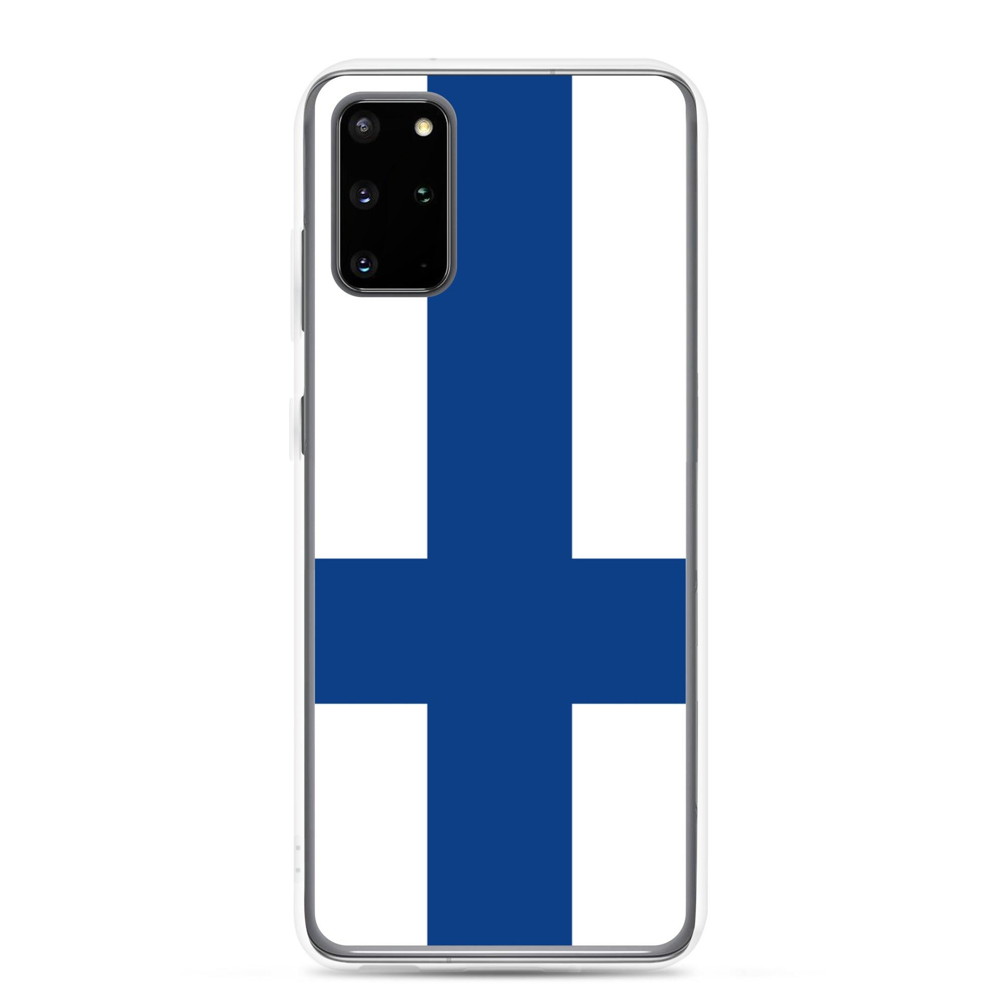 Coque de téléphone avec le drapeau de la Finlande, en TPU flexible, offrant une protection élégante et durable.