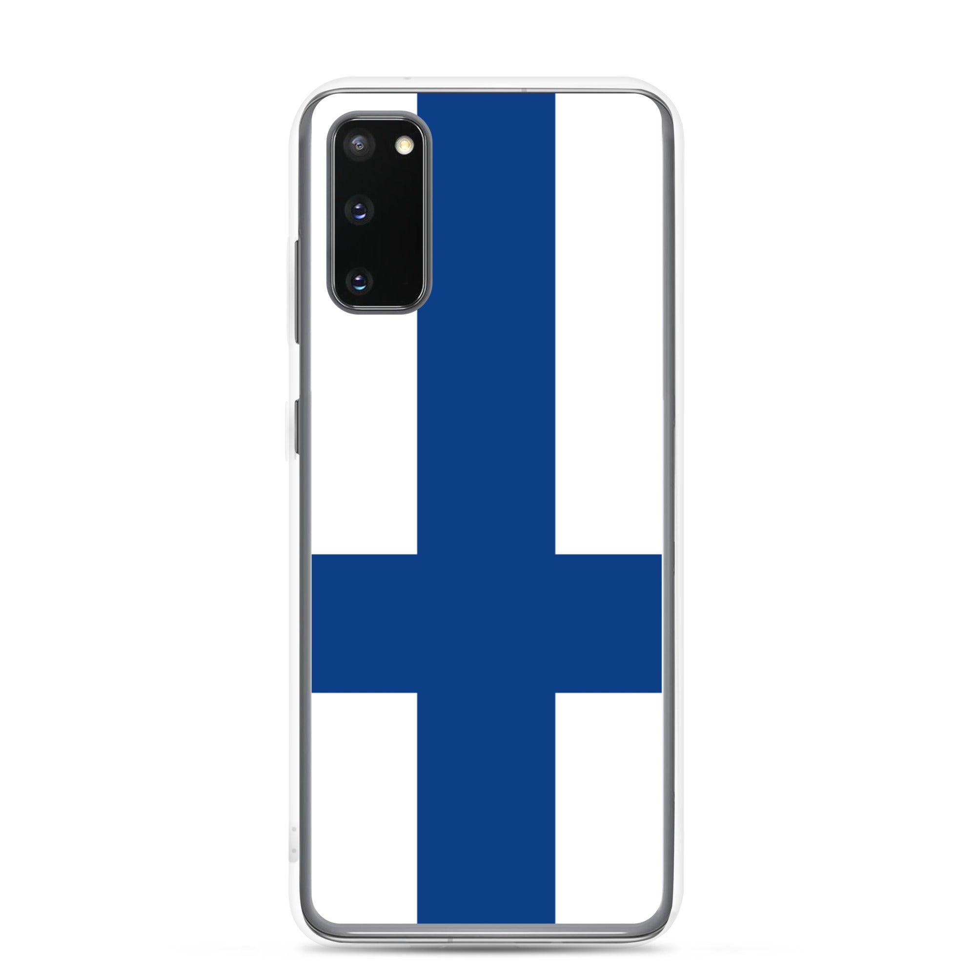 Coque de téléphone avec le drapeau de la Finlande, en TPU flexible, offrant une protection élégante et durable.