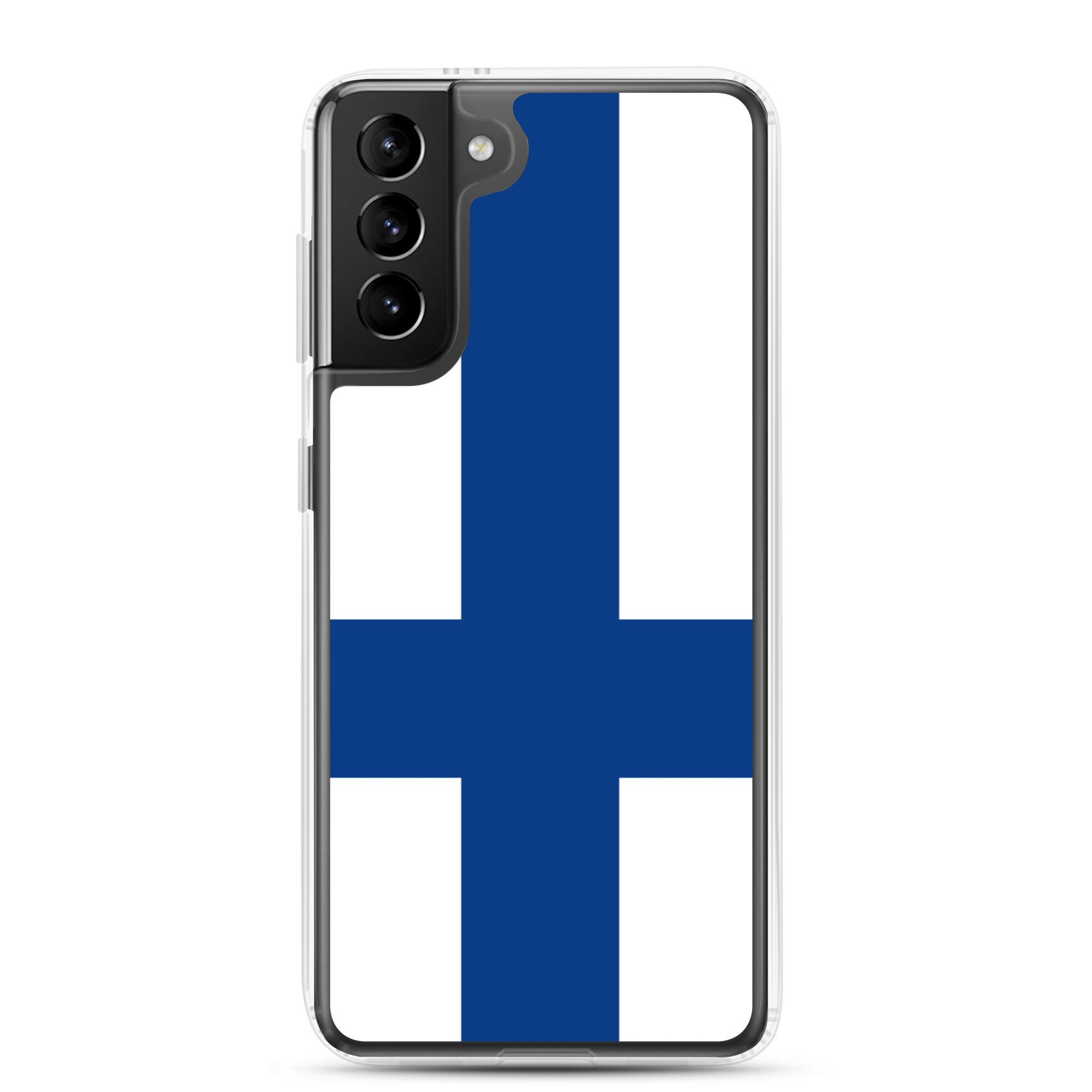 Coque de téléphone avec le drapeau de la Finlande, en TPU flexible, offrant une protection élégante et durable.