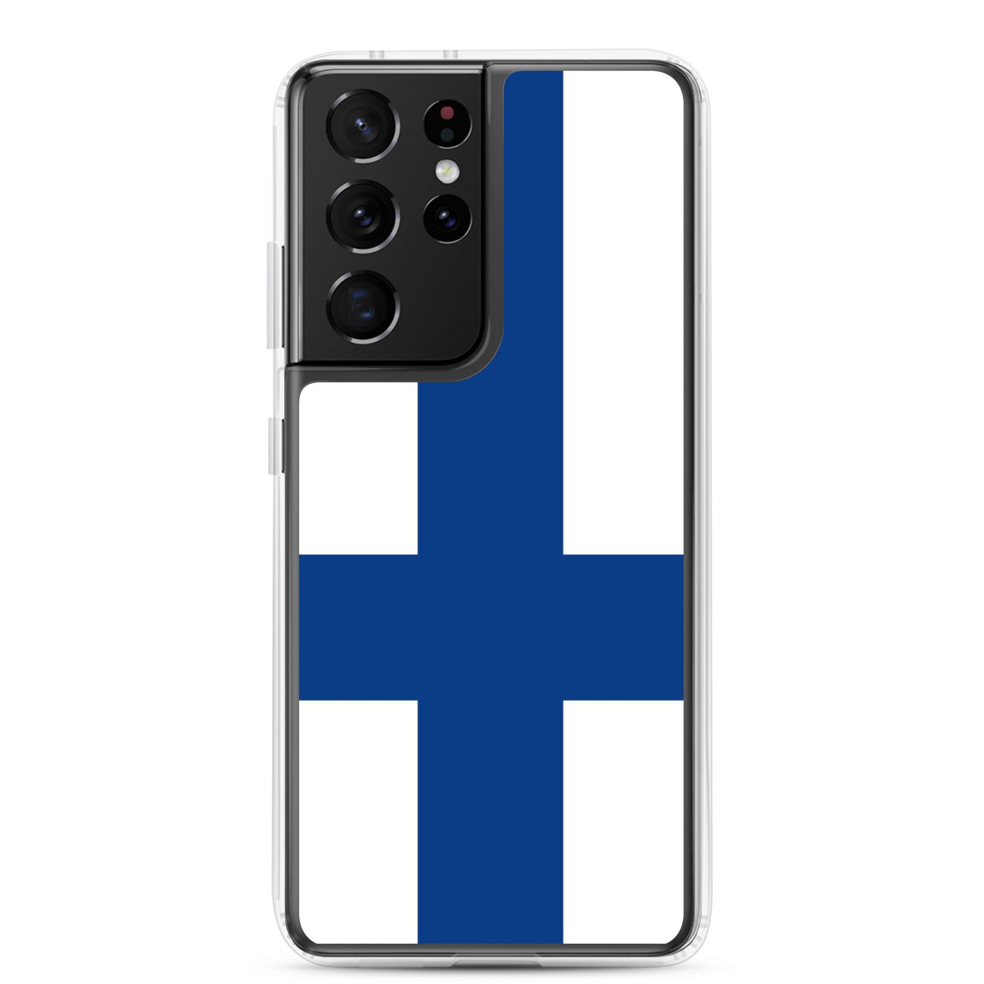 Coque de téléphone avec le drapeau de la Finlande, en TPU flexible, offrant une protection élégante et durable.