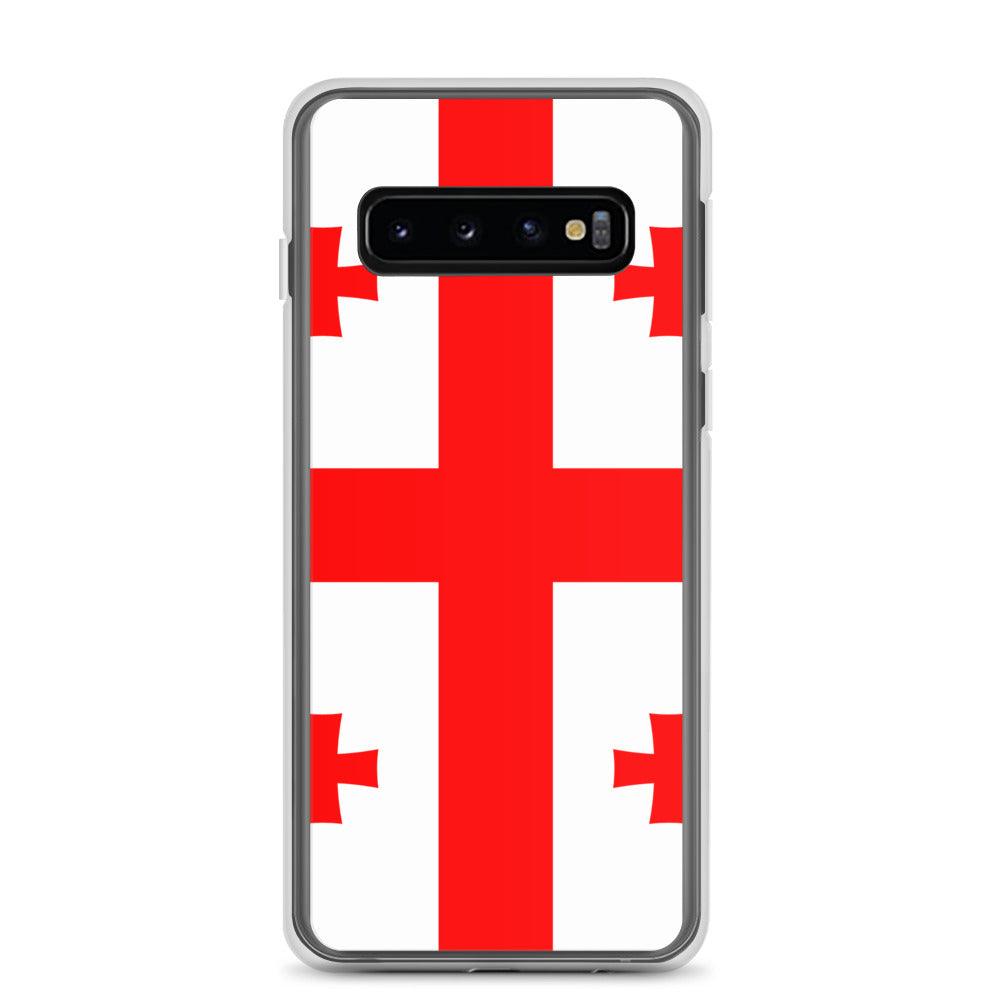 Coque de téléphone avec le design du drapeau de la Géorgie, en TPU flexible et durable, offrant une protection complète.