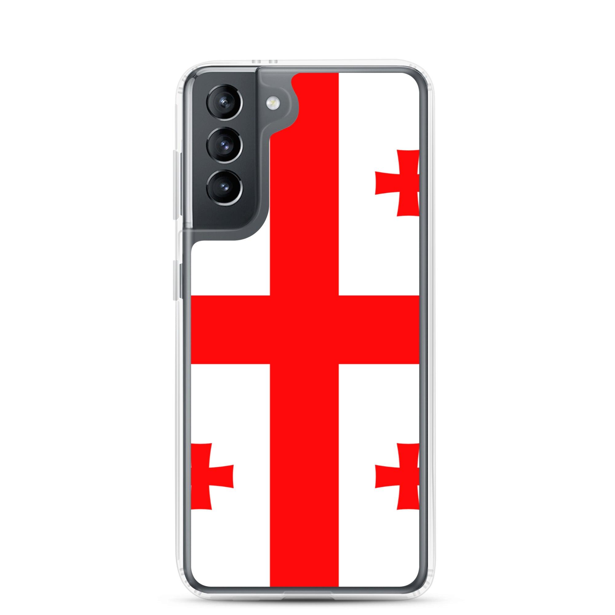 Coque de téléphone avec le design du drapeau de la Géorgie, en TPU flexible et durable, offrant une protection complète.