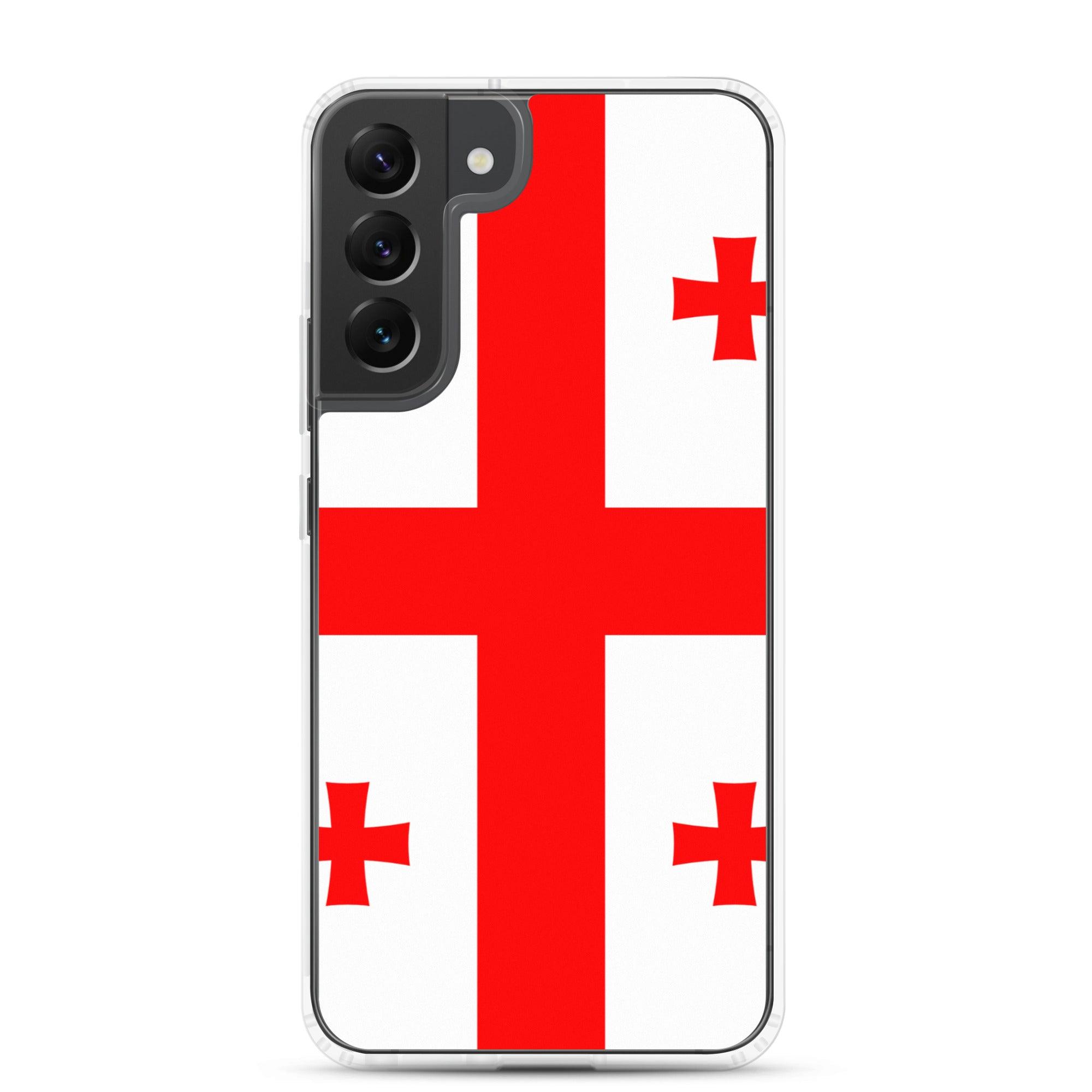 Coque de téléphone avec le design du drapeau de la Géorgie, en TPU flexible et durable, offrant une protection complète.