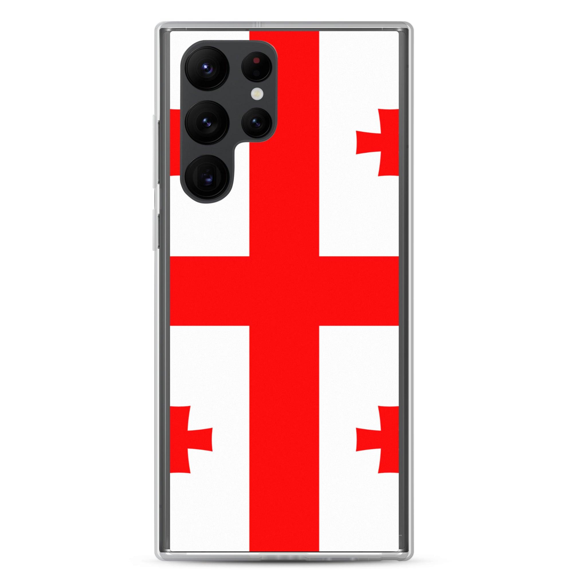 Coque de téléphone avec le design du drapeau de la Géorgie, en TPU flexible et durable, offrant une protection complète.