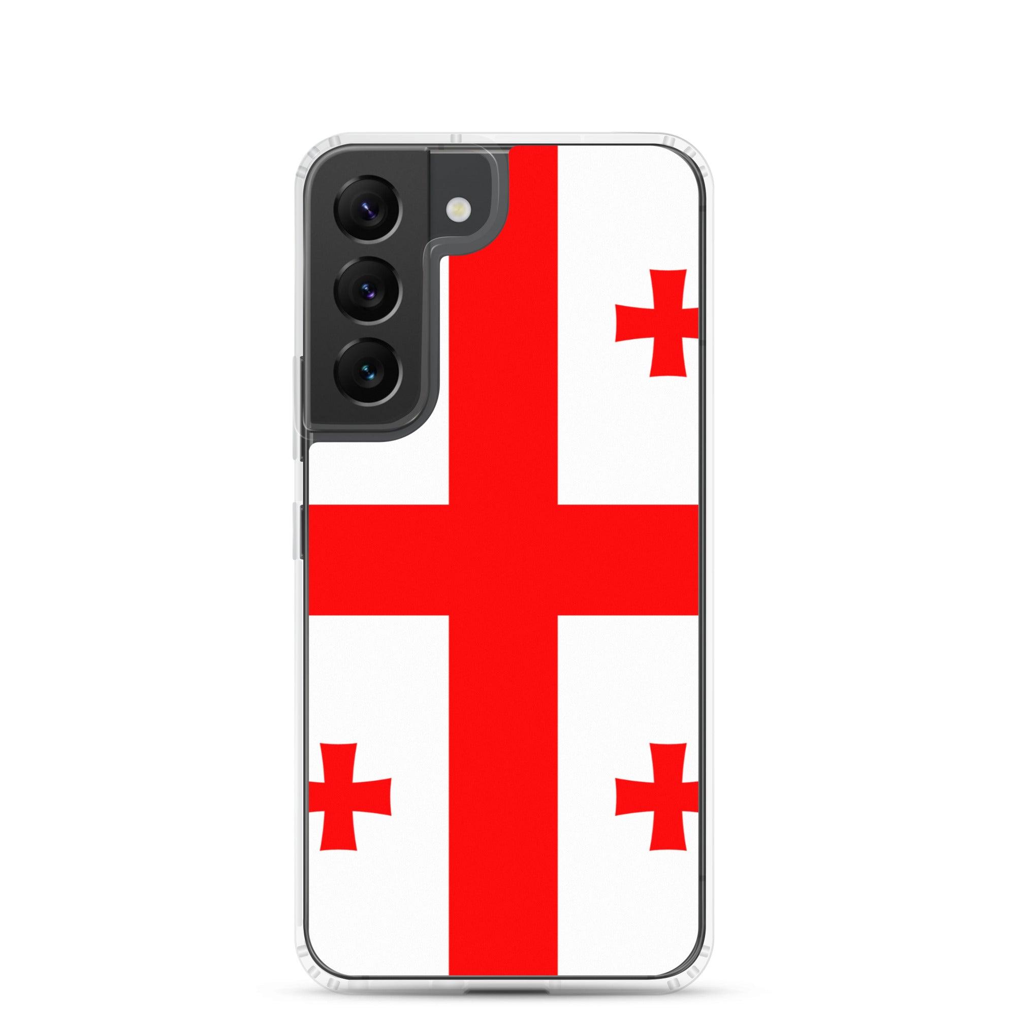 Coque de téléphone avec le design du drapeau de la Géorgie, en TPU flexible et durable, offrant une protection complète.