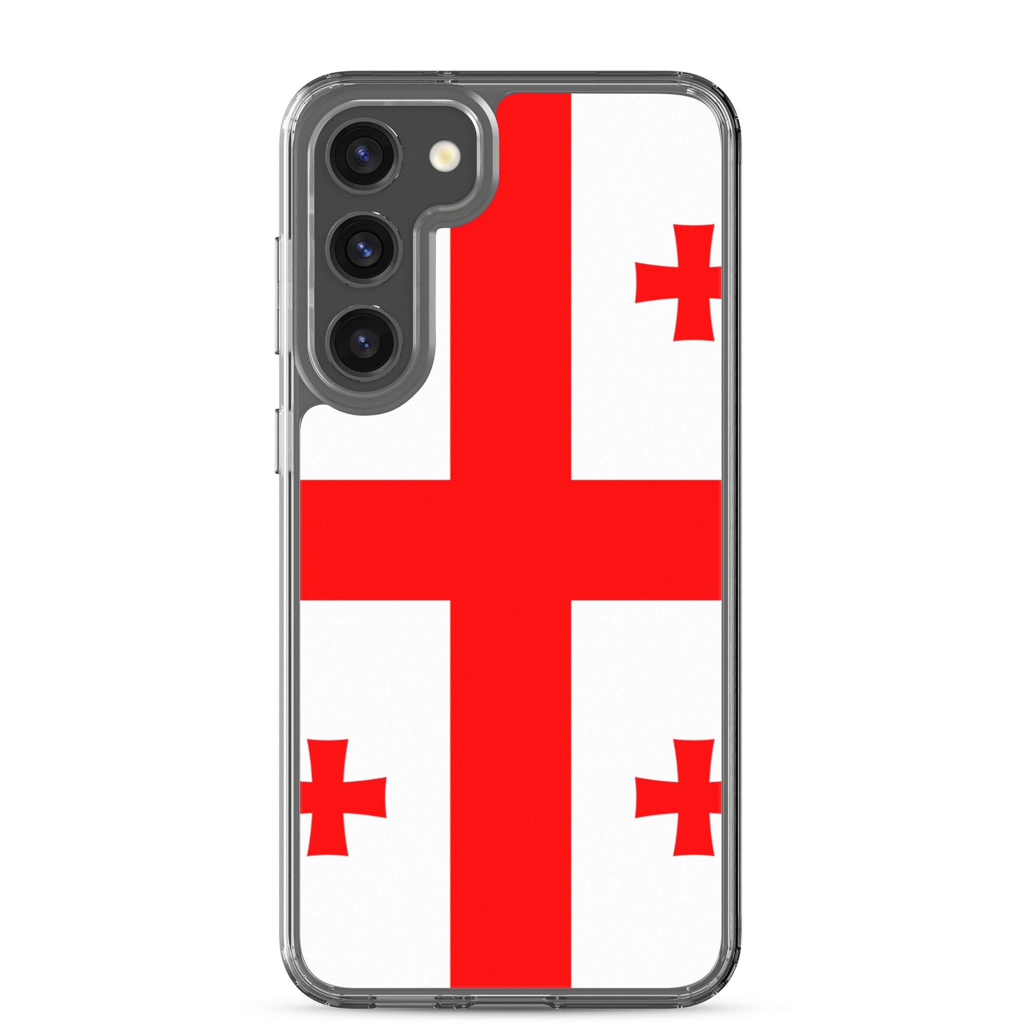 Coque de téléphone avec le design du drapeau de la Géorgie, en TPU flexible et durable, offrant une protection complète.